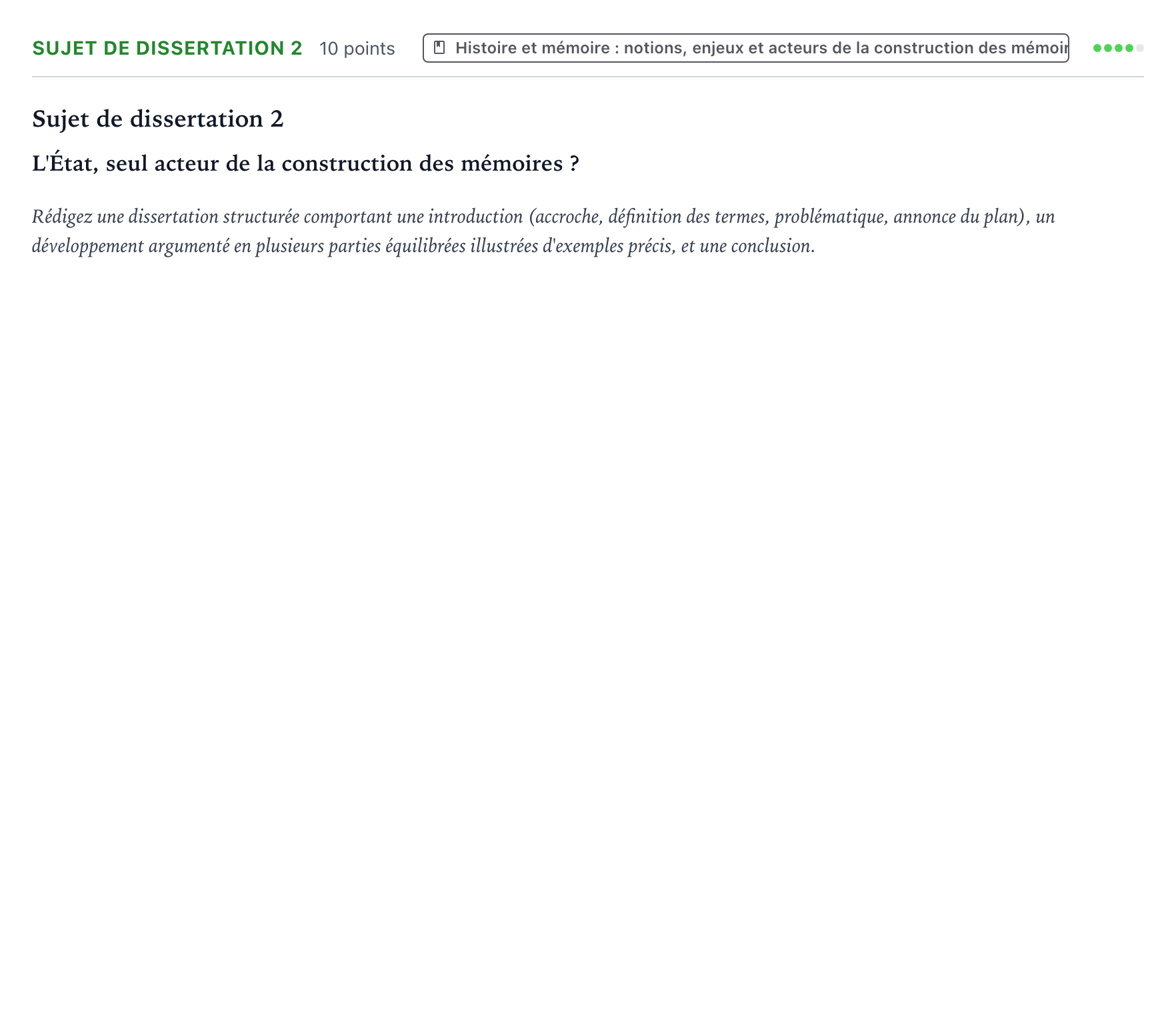 Énoncé: Sujet de dissertation 2 · Bac Histoire-Géographie, Géopolitique et Sciences Politiques Métropole 1 remplacement 2022