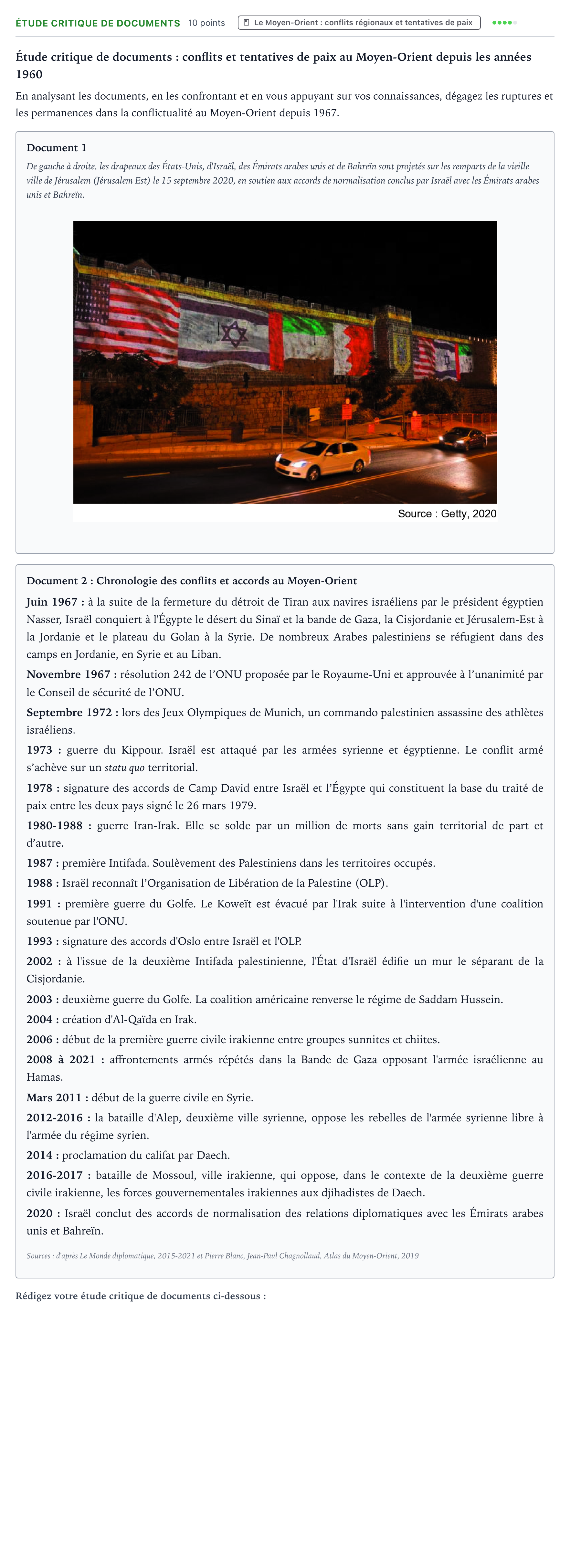 Énoncé: Exercice Étude critique de documents · Bac Histoire-Géographie, Géopolitique et Sciences Politiques Métropole 1 remplacement 2022