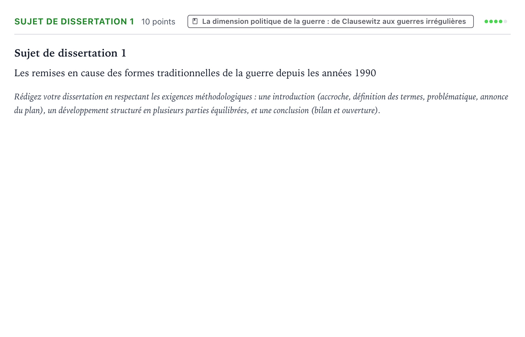 Énoncé: Sujet de dissertation 1 · Bac Histoire-Géographie, Géopolitique et Sciences Politiques Métropole 2 remplacement 2022