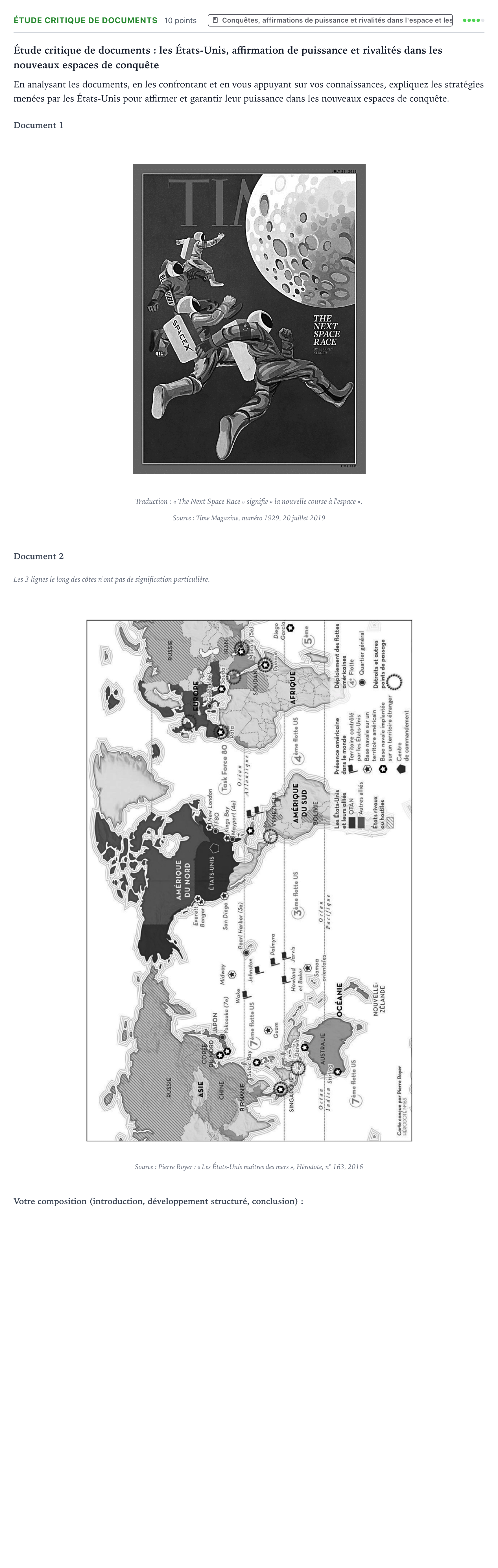 Énoncé: Exercice Étude critique de documents · Bac Histoire-Géographie, Géopolitique et Sciences Politiques Métropole 2 remplacement 2022