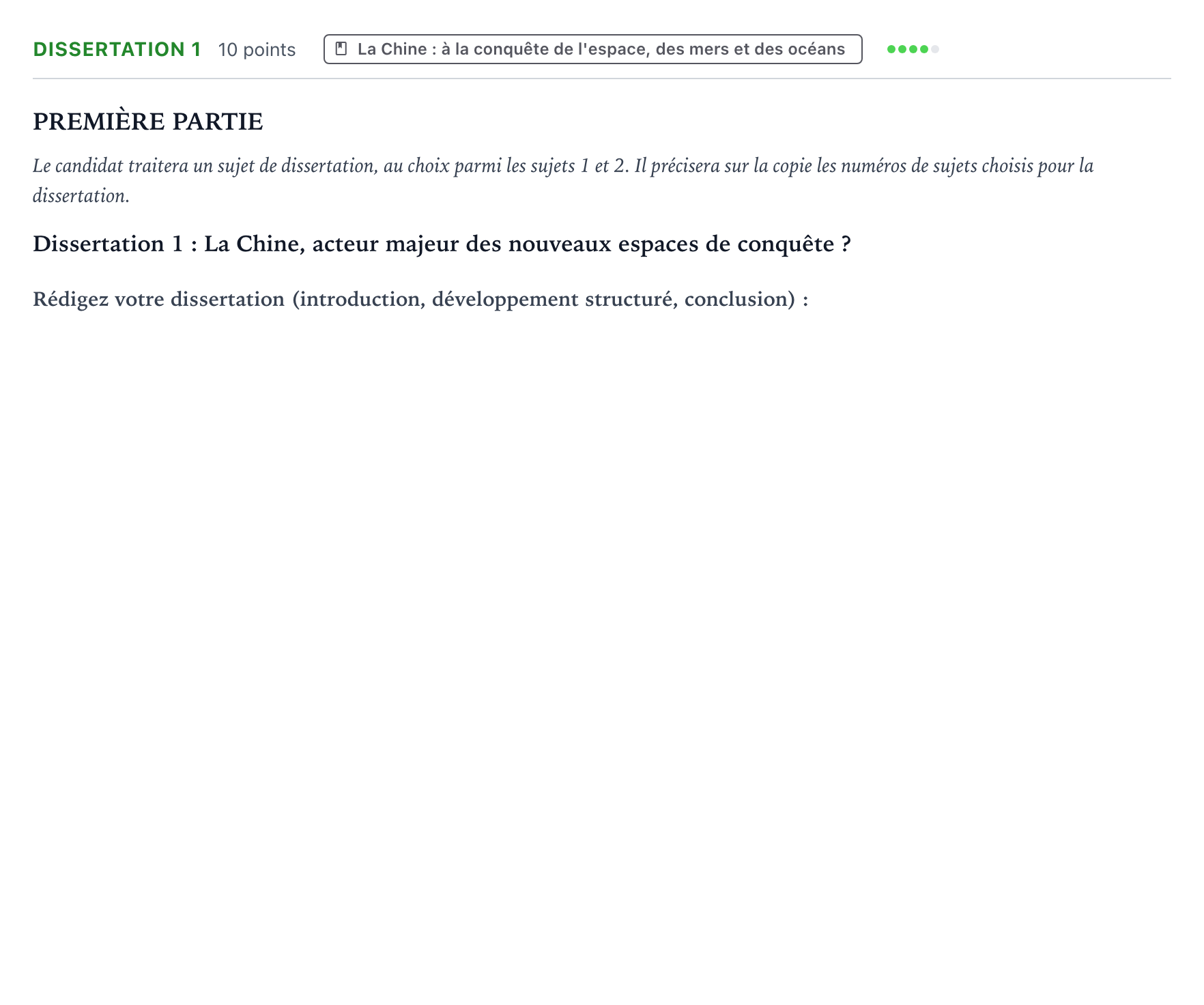 Énoncé: Dissertation 1 · Bac Histoire-Géographie, Géopolitique et Sciences Politiques Nouvelle-Calédonie 2022 (jour 2)