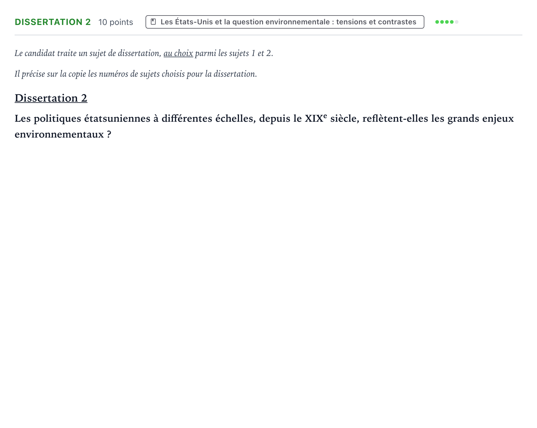 Énoncé: Dissertation 2 · Bac Histoire-Géographie, Géopolitique et Sciences Politiques Polynésie 2022 (jour 1)