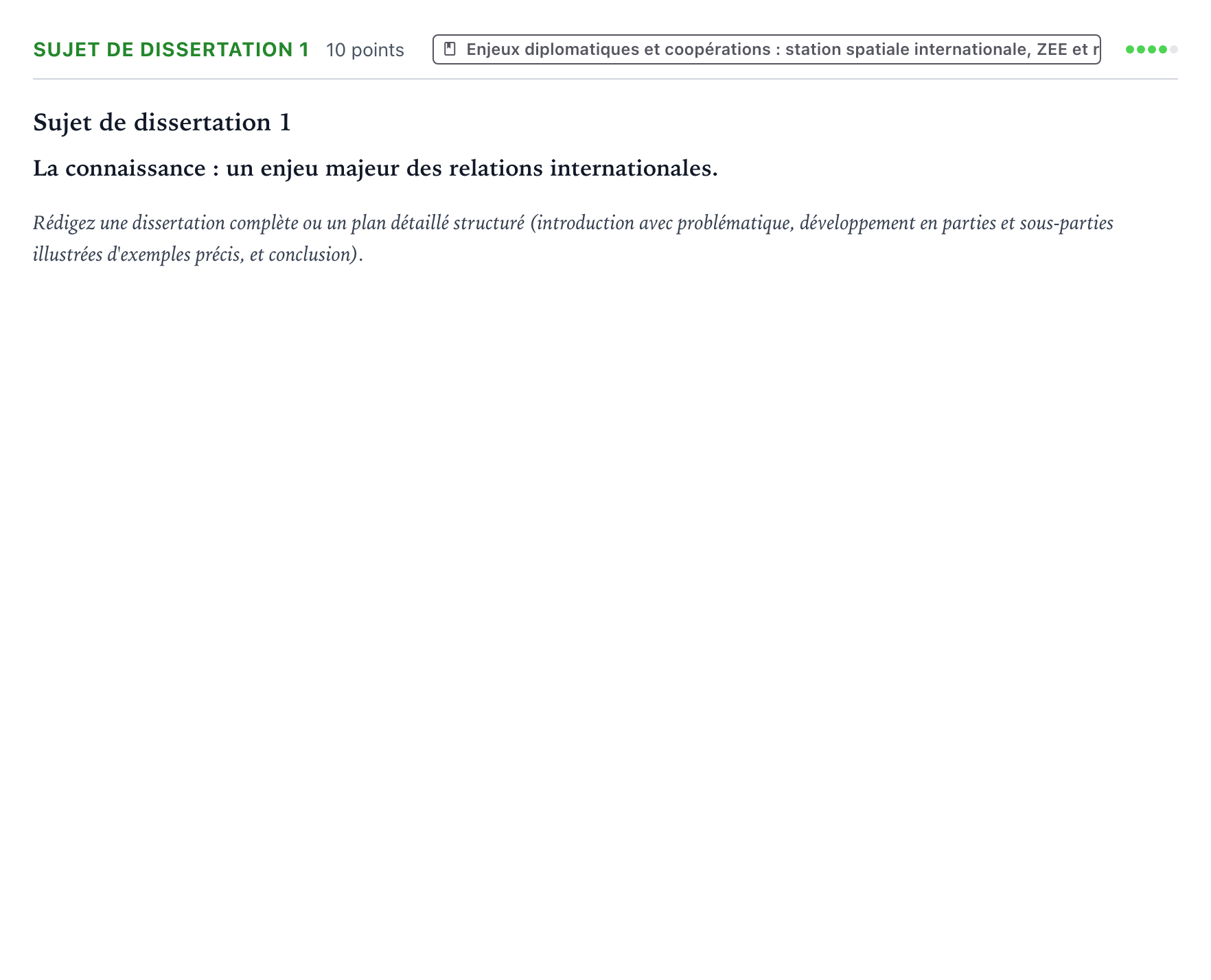 Énoncé: Sujet de dissertation 1 · Bac Histoire-Géographie, Géopolitique et Sciences Politiques Amérique du Nord 2023 (jour 2)