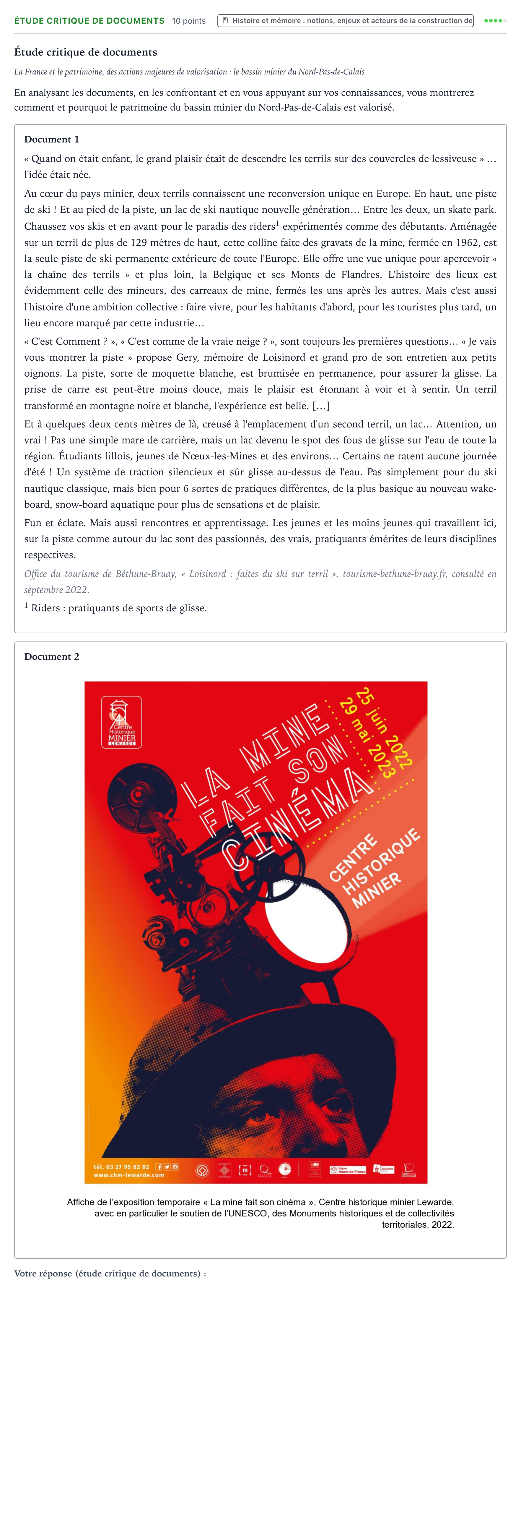 Énoncé: Exercice Étude critique de documents · Bac Histoire-Géographie, Géopolitique et Sciences Politiques Amérique du Nord 2023 (jour 2)