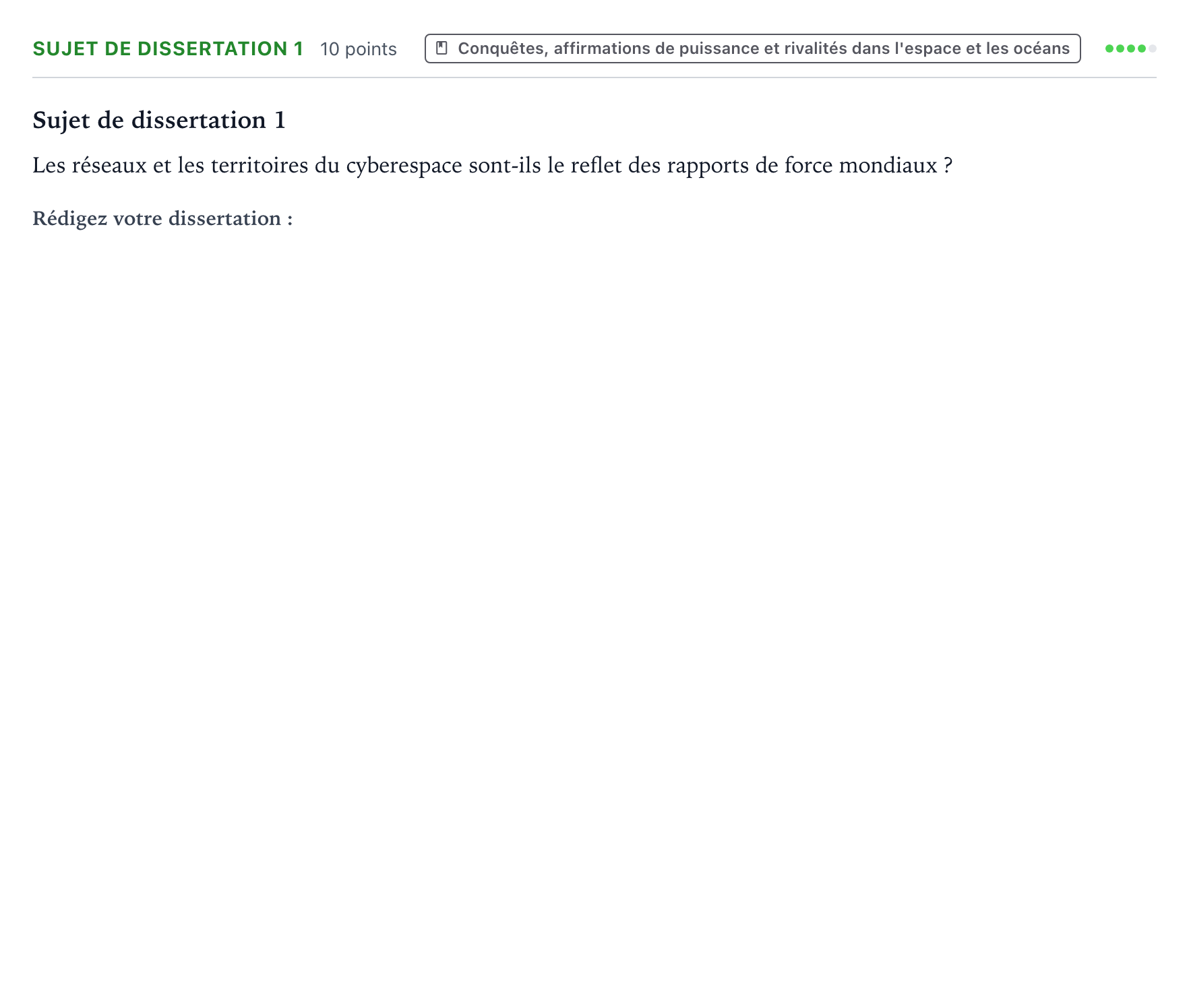Énoncé: Sujet de dissertation 1 · Bac Histoire-Géographie, Géopolitique et Sciences Politiques Amérique du Sud 2023 (jour 1)