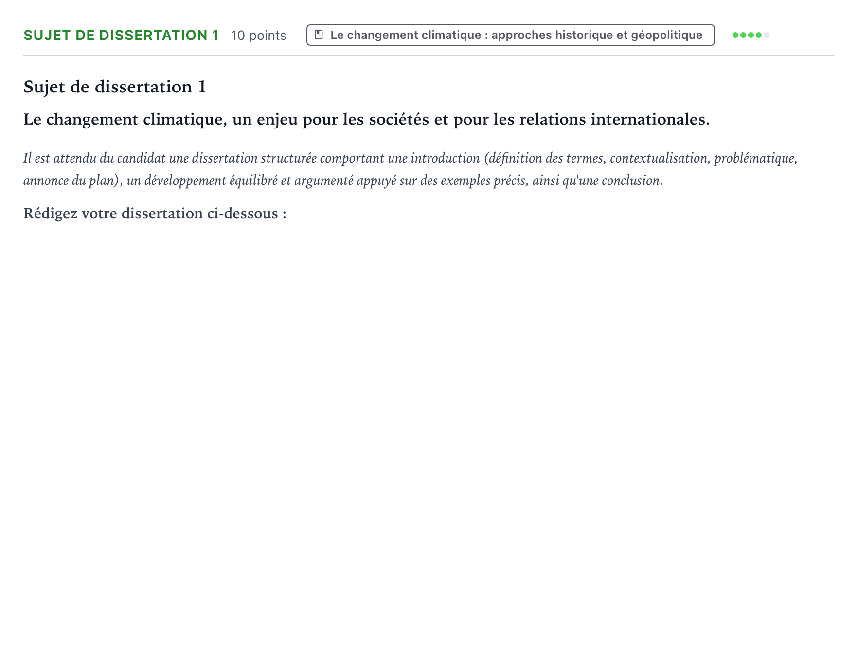 Énoncé: Sujet de dissertation 1 · Bac Histoire-Géographie, Géopolitique et Sciences Politiques Amérique du Sud 2023 (jour 2)