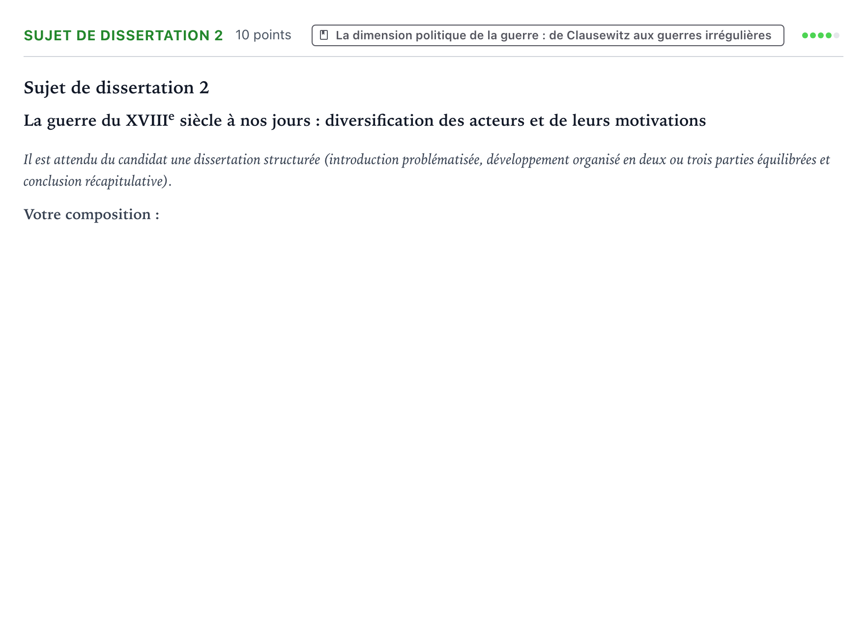 Énoncé: Sujet de dissertation 2 · Bac Histoire-Géographie, Géopolitique et Sciences Politiques Centres étrangers (Afrique) 2023 (jour 1)