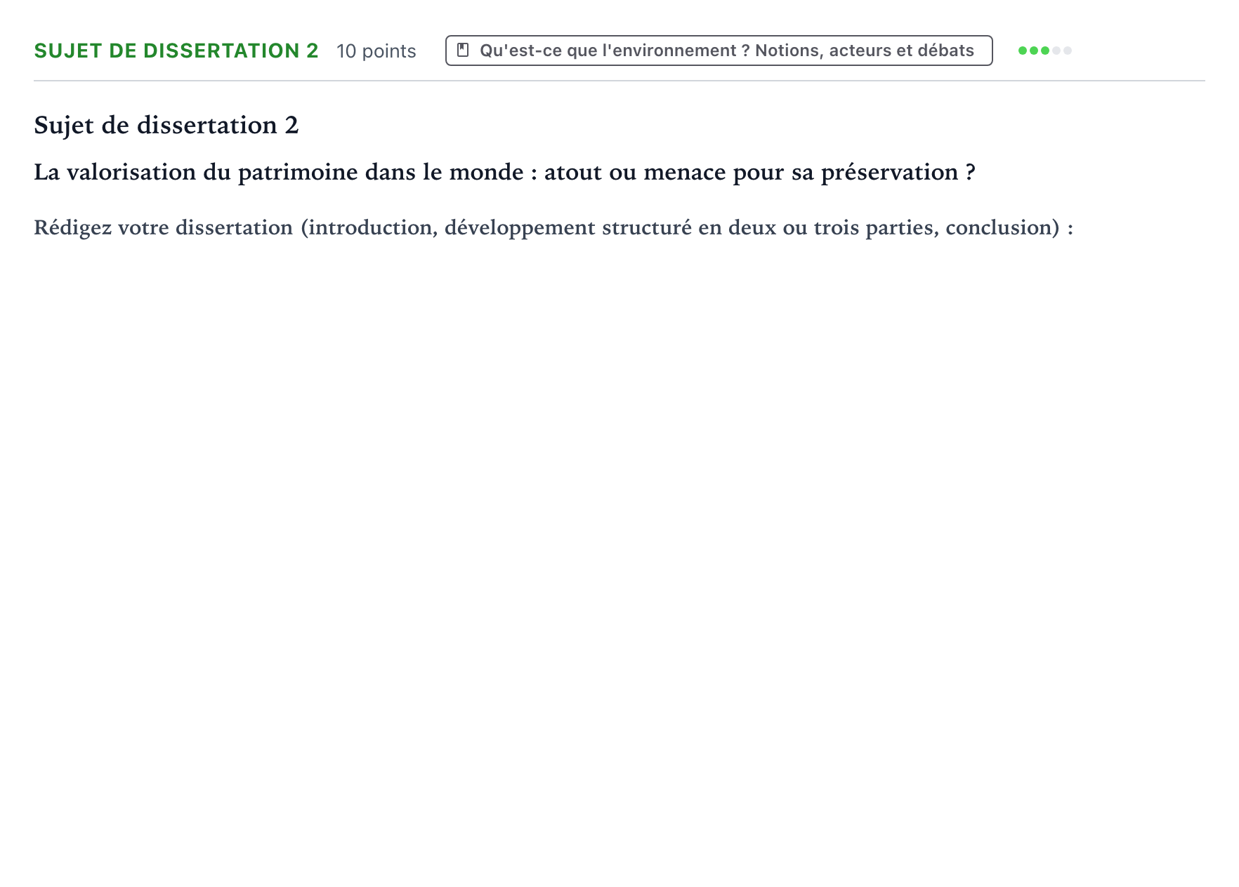 Énoncé: Sujet de dissertation 2 · Bac Histoire-Géographie, Géopolitique et Sciences Politiques La Réunion 2023 (jour 1)