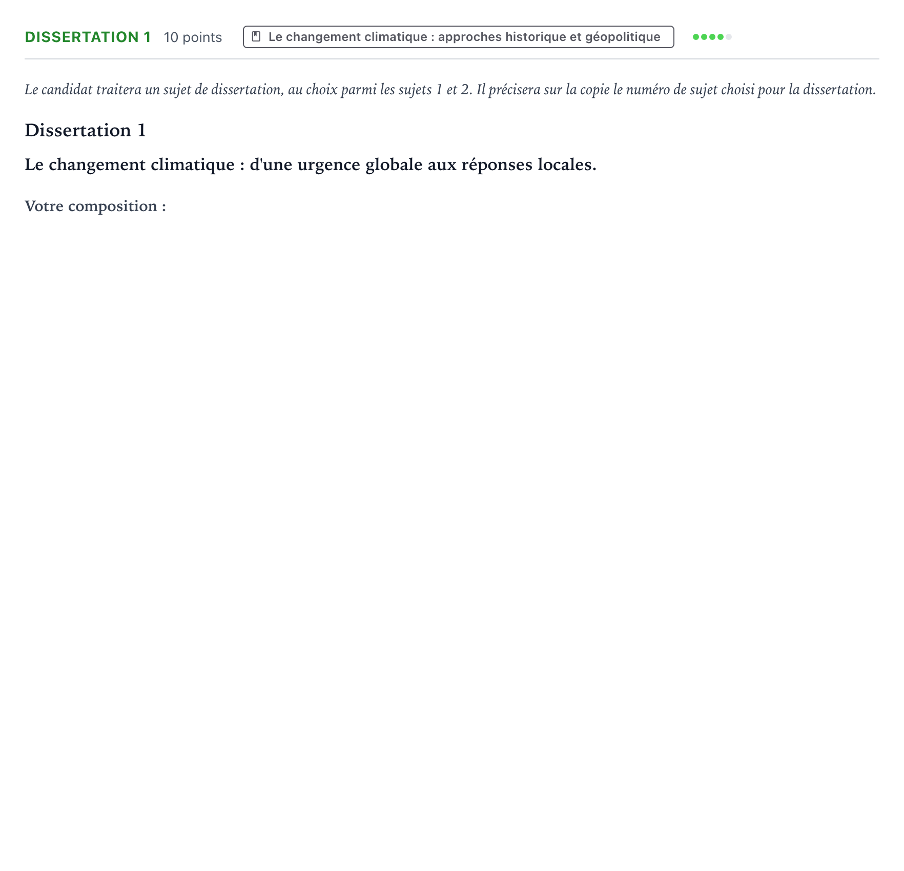 Énoncé: Dissertation 1 · Bac Histoire-Géographie, Géopolitique et Sciences Politiques Liban 2023 (jour 1)