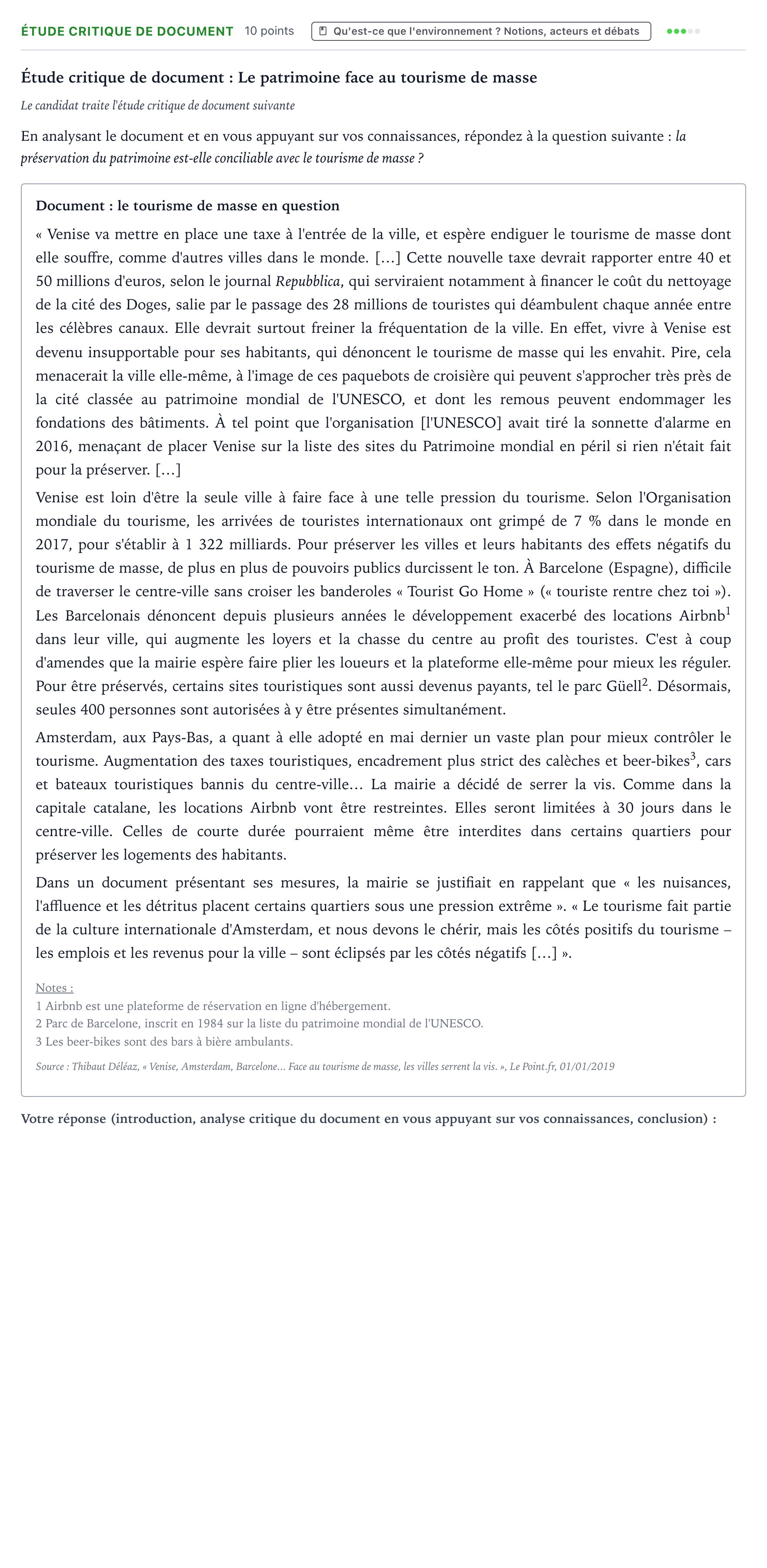 Énoncé: Exercice Étude critique de document · Bac Histoire-Géographie, Géopolitique et Sciences Politiques Liban 2023 (jour 1)