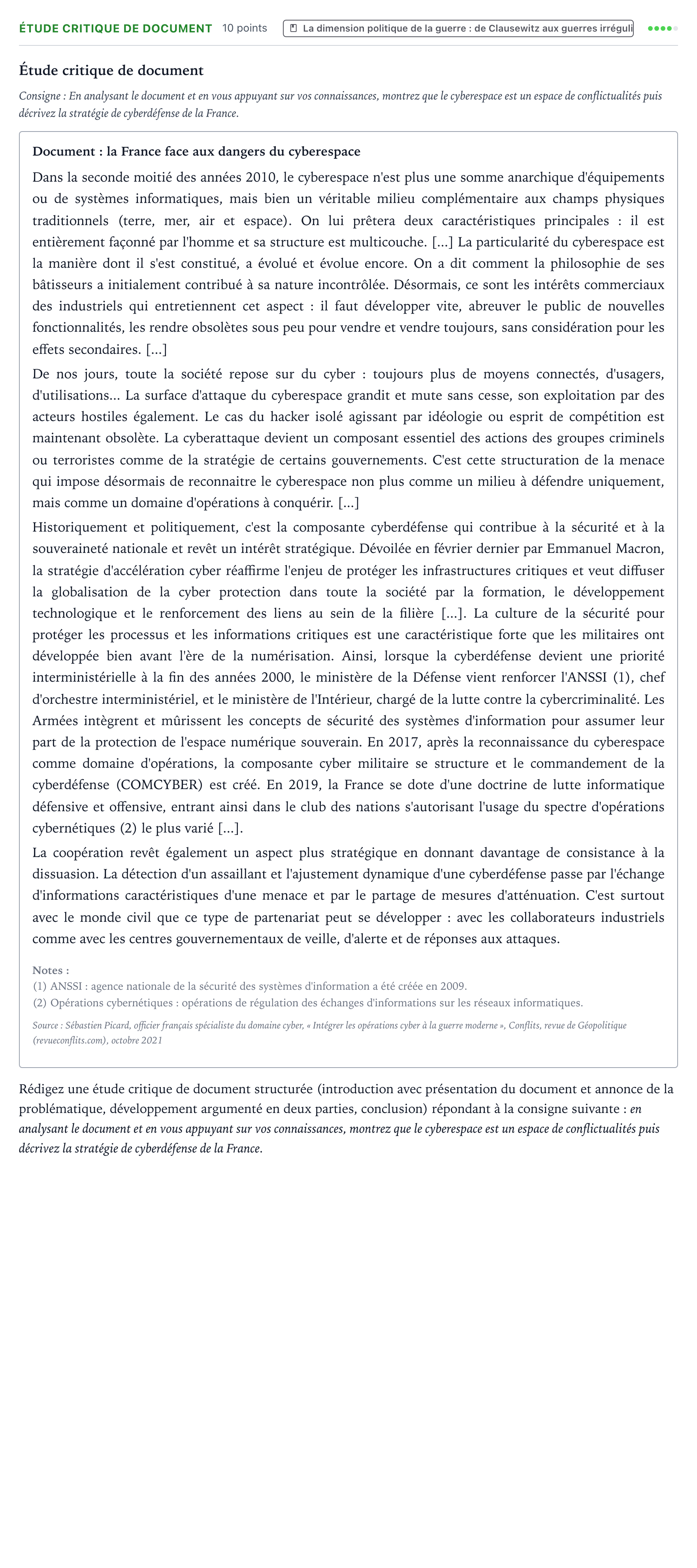 Énoncé: Exercice Étude critique de document · Bac Histoire-Géographie, Géopolitique et Sciences Politiques Liban 2023 (jour 2)