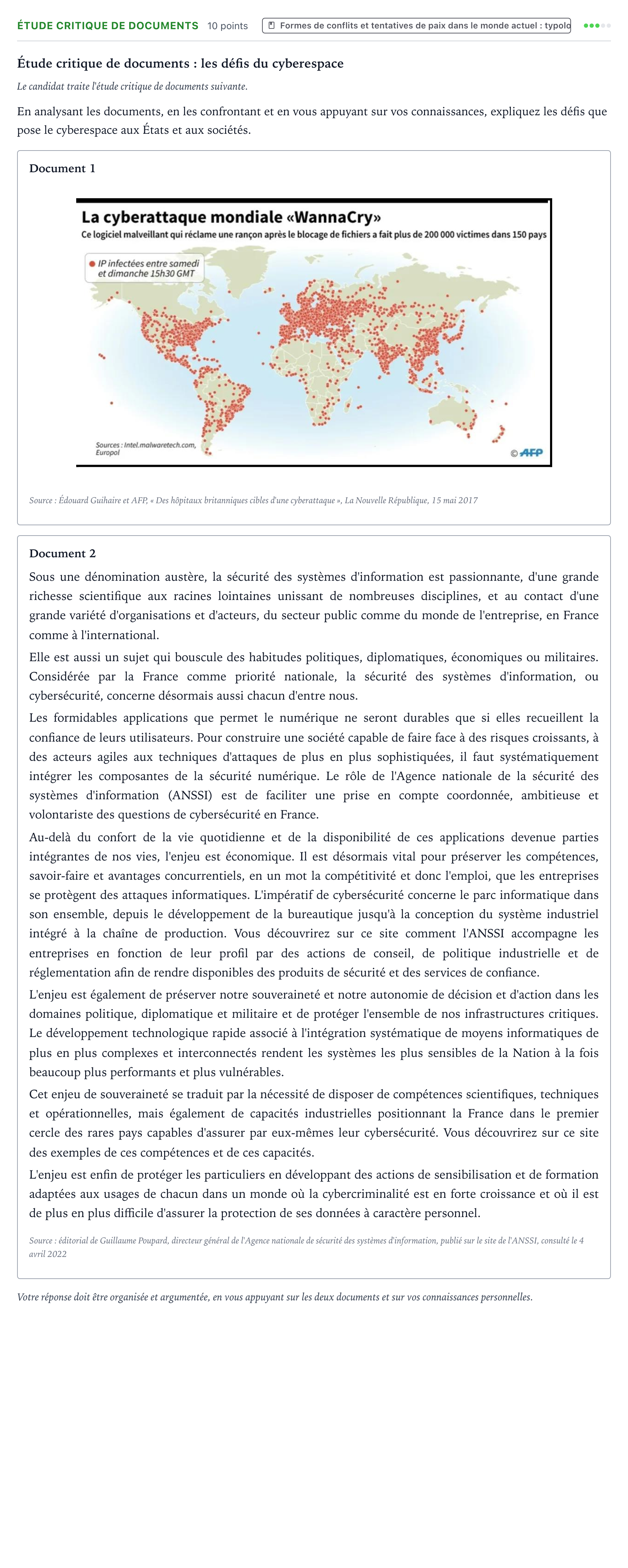 Énoncé: Exercice Étude critique de documents · Bac Histoire-Géographie, Géopolitique et Sciences Politiques Métropole 2 remplacement 2023