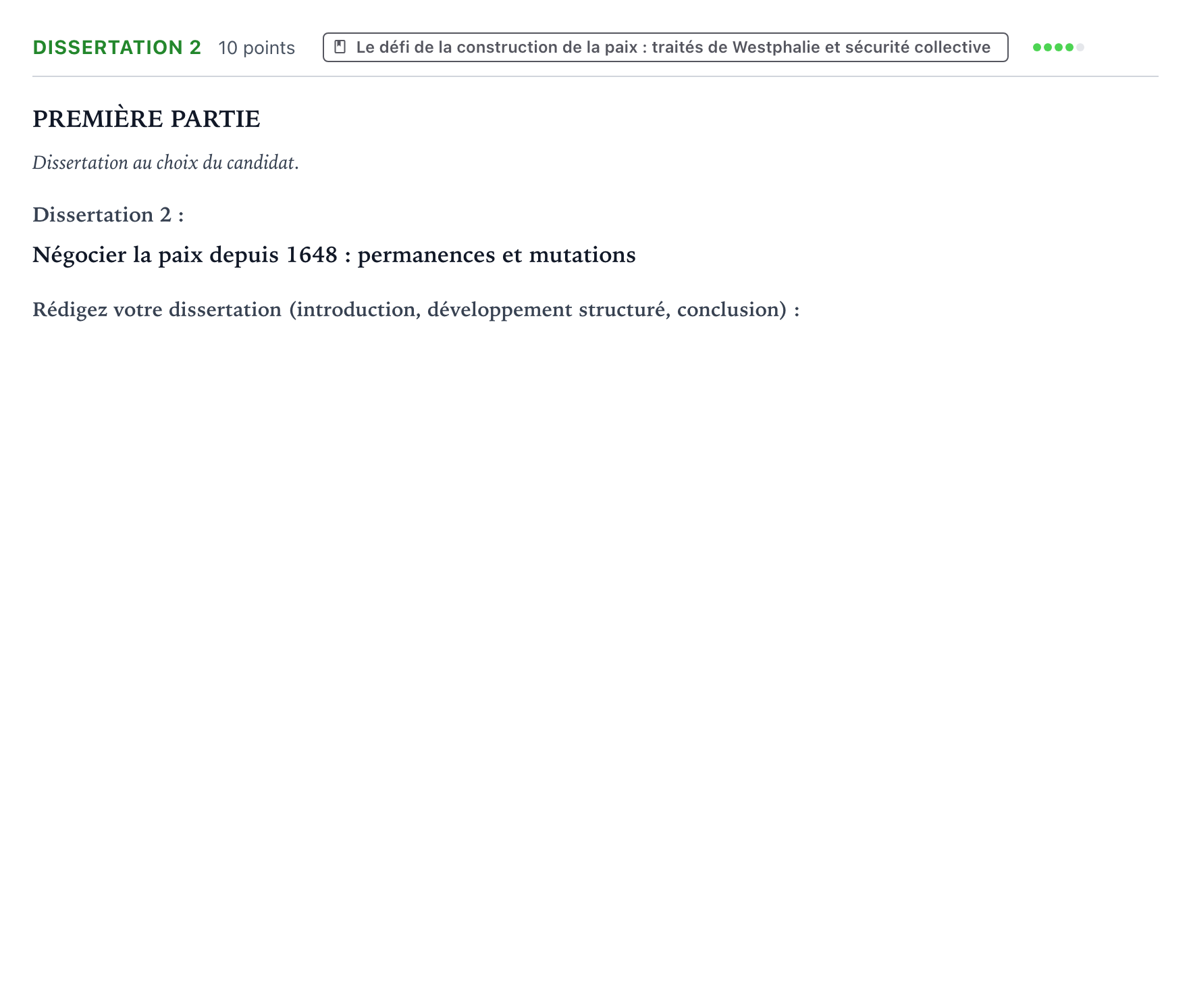 Énoncé: Dissertation 2 · Bac Histoire-Géographie, Géopolitique et Sciences Politiques Nouvelle-Calédonie 2023 (jour 1)