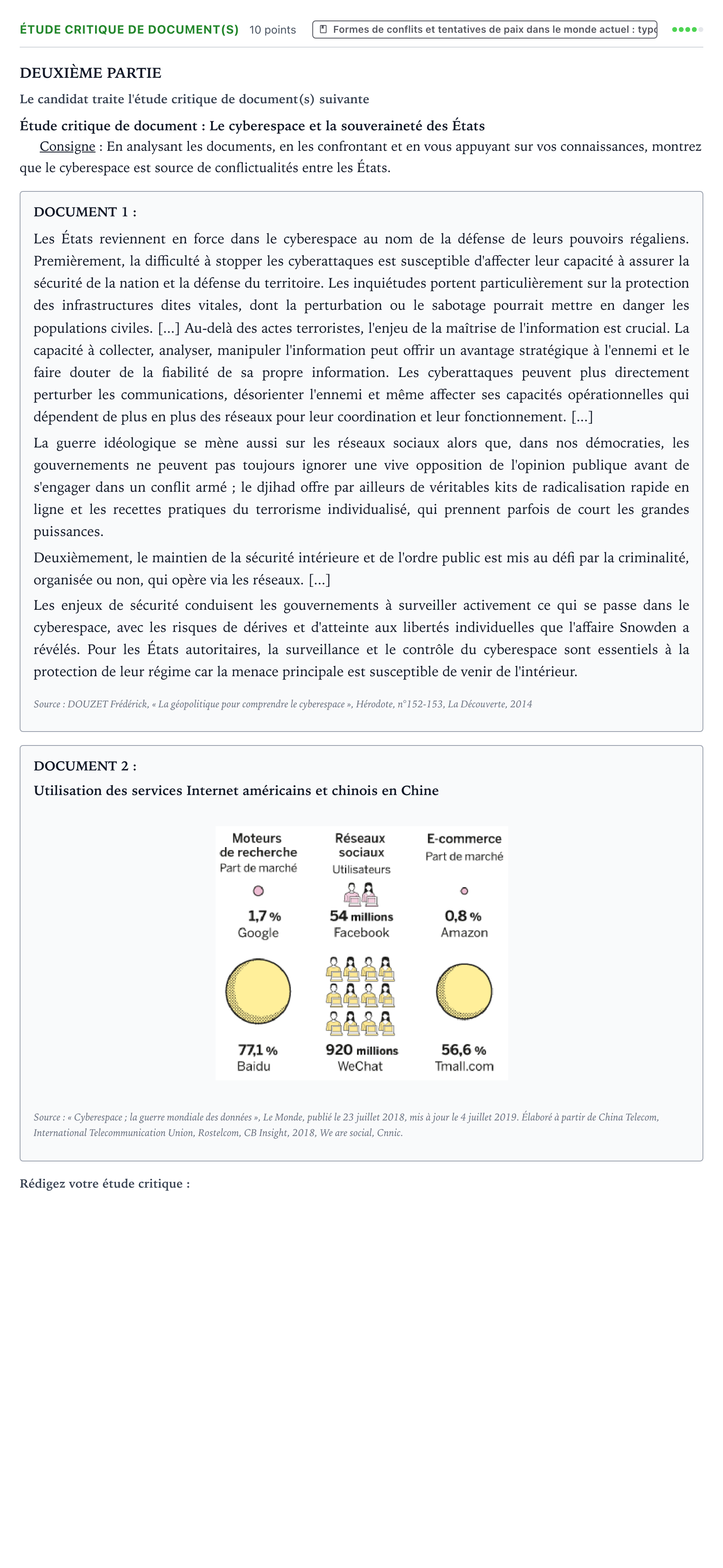 Énoncé: Exercice Étude critique de document(s) · Bac Histoire-Géographie, Géopolitique et Sciences Politiques Nouvelle-Calédonie 2023 (jour 1)