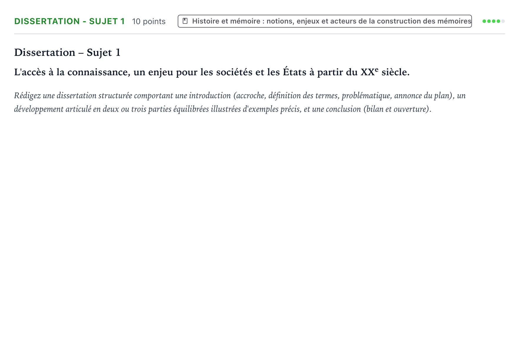 Énoncé: Dissertation - Sujet 1 · Bac Histoire-Géographie, Géopolitique et Sciences Politiques Polynésie 2023 (jour 1)