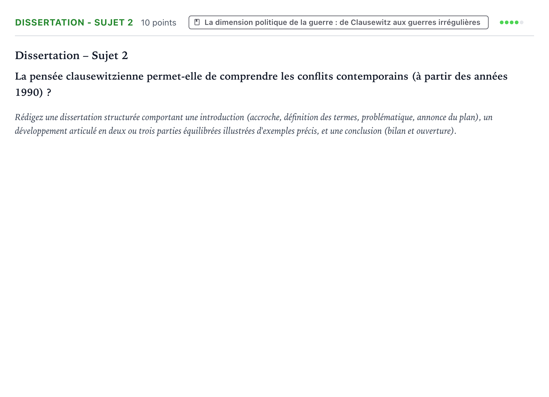 Énoncé: Dissertation - Sujet 2 · Bac Histoire-Géographie, Géopolitique et Sciences Politiques Polynésie 2023 (jour 1)