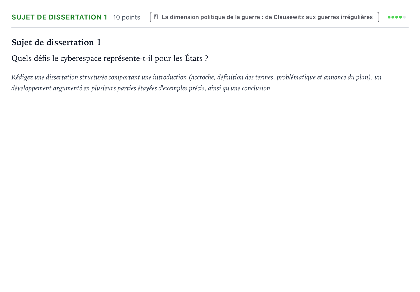 Énoncé: Sujet de dissertation 1 · Bac Histoire-Géographie, Géopolitique et Sciences Politiques Sujets zéro et spécimens spécimen 2023 (sujet 2)