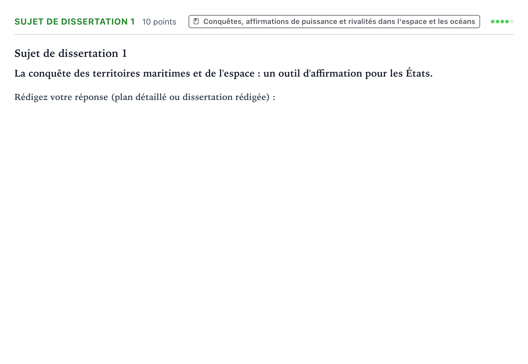 Énoncé: Sujet de dissertation 1 · Bac Histoire-Géographie, Géopolitique et Sciences Politiques Amérique du Nord 2024 (jour 2)