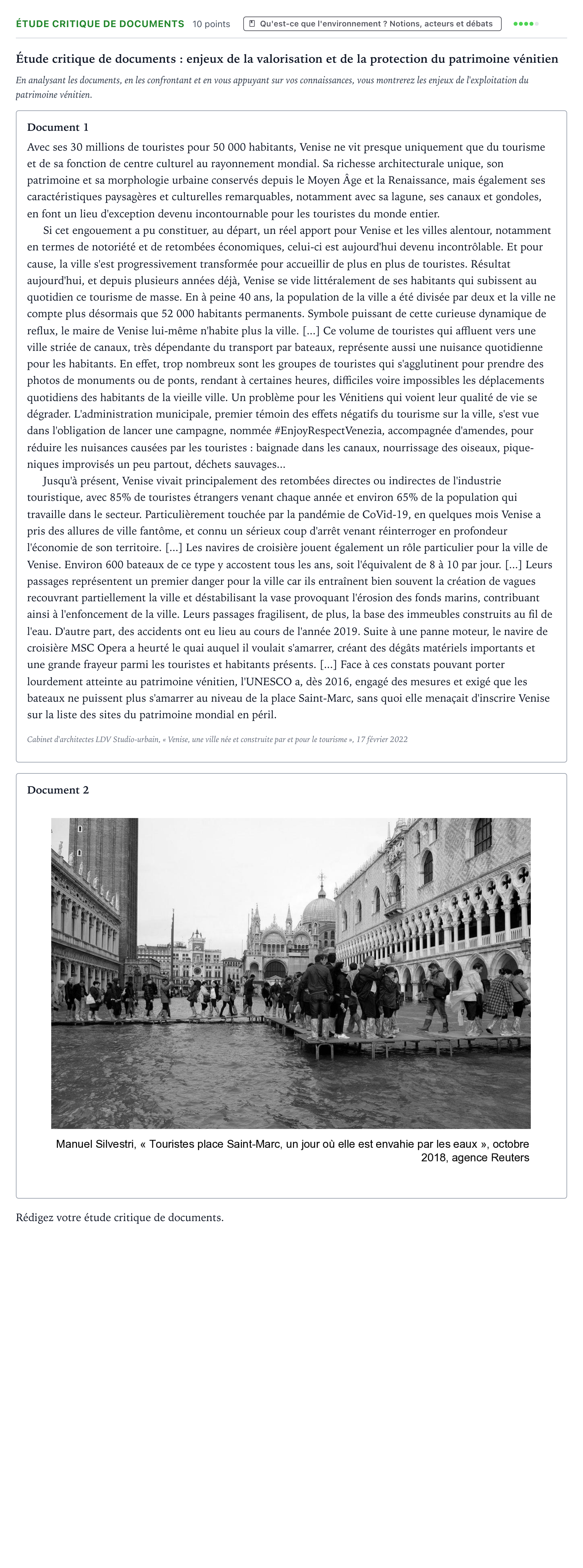 Énoncé: Exercice Étude critique de documents · Bac Histoire-Géographie, Géopolitique et Sciences Politiques Amérique du Nord 2024 (jour 2)