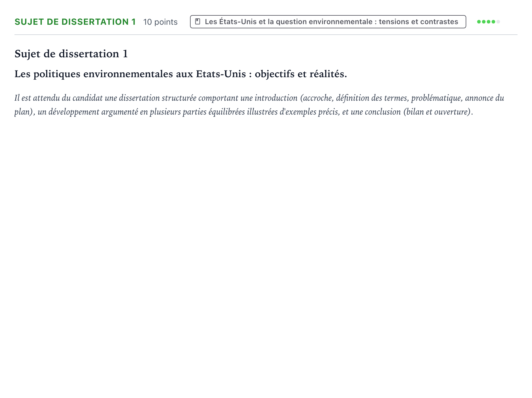 Énoncé: Sujet de dissertation 1 · Bac Histoire-Géographie, Géopolitique et Sciences Politiques Amérique du Sud 2024 (jour 1)