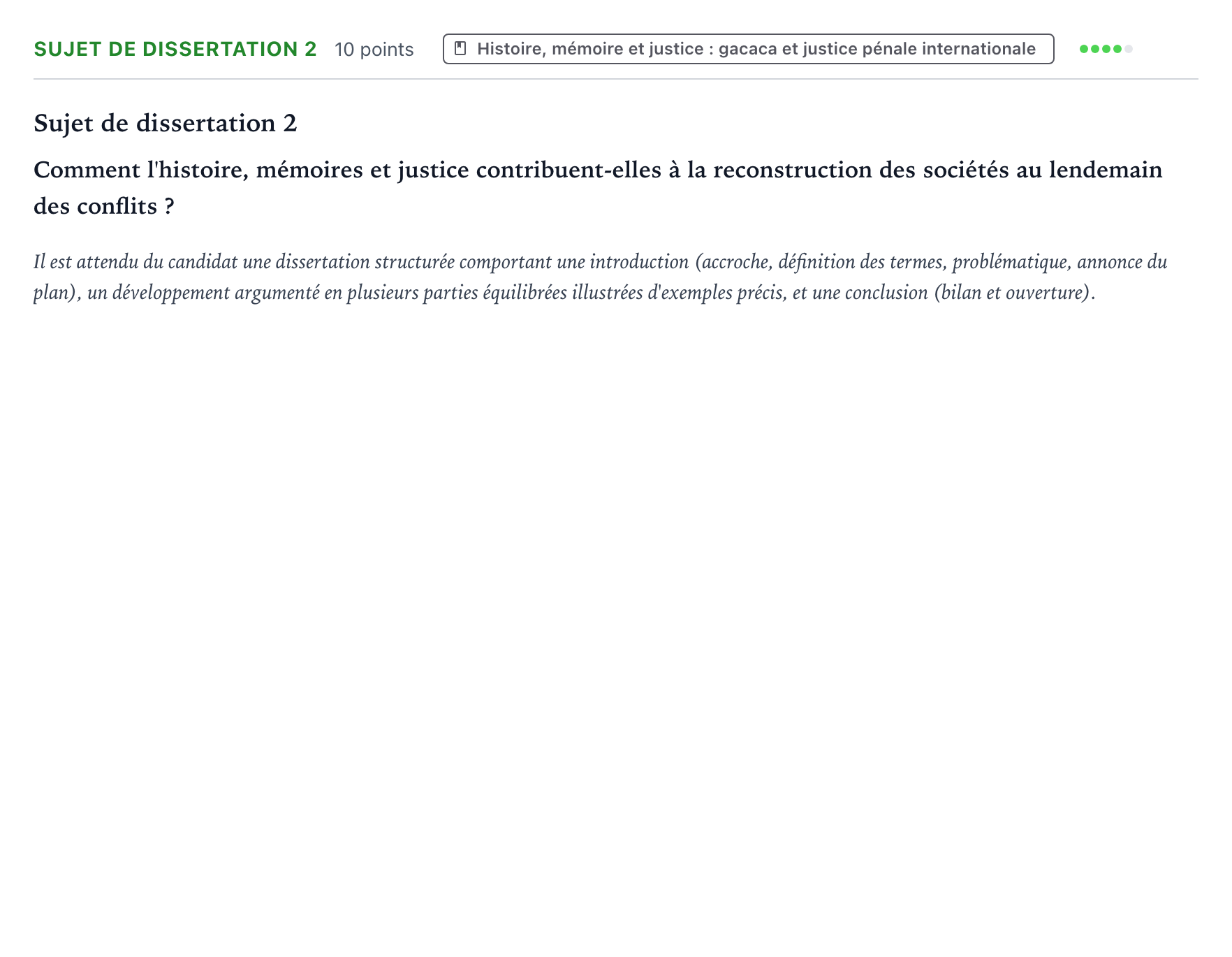 Énoncé: Sujet de dissertation 2 · Bac Histoire-Géographie, Géopolitique et Sciences Politiques Amérique du Sud 2024 (jour 1)
