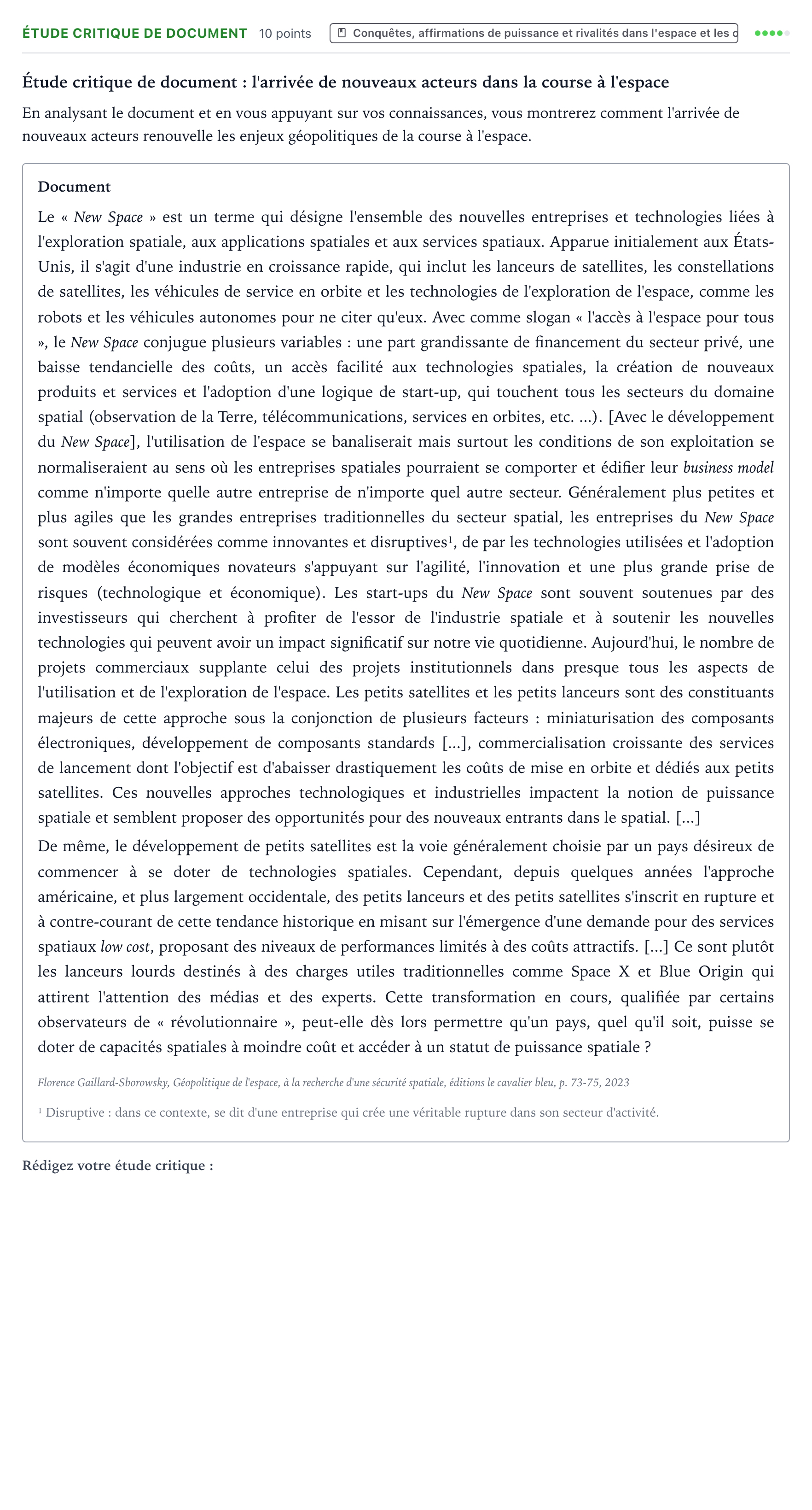 Énoncé: Exercice Étude critique de document · Bac Histoire-Géographie, Géopolitique et Sciences Politiques Amérique du Sud 2024 (jour 1)
