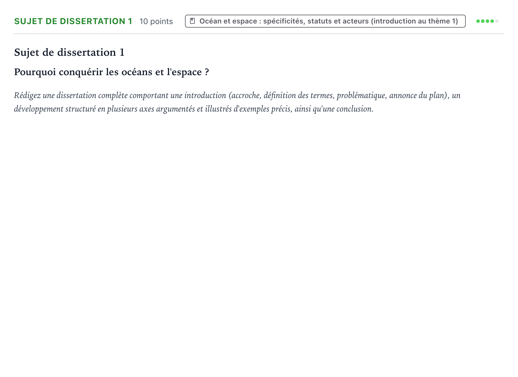 Énoncé: Sujet de dissertation 1 · Bac Histoire-Géographie, Géopolitique et Sciences Politiques Amérique du Sud 2024 (jour 2)