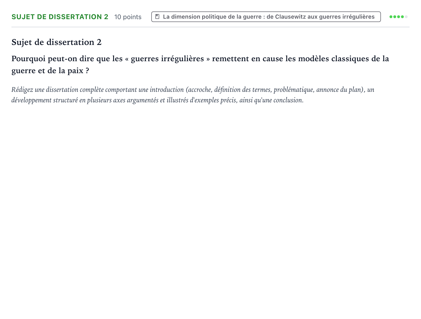 Énoncé: Sujet de dissertation 2 · Bac Histoire-Géographie, Géopolitique et Sciences Politiques Amérique du Sud 2024 (jour 2)