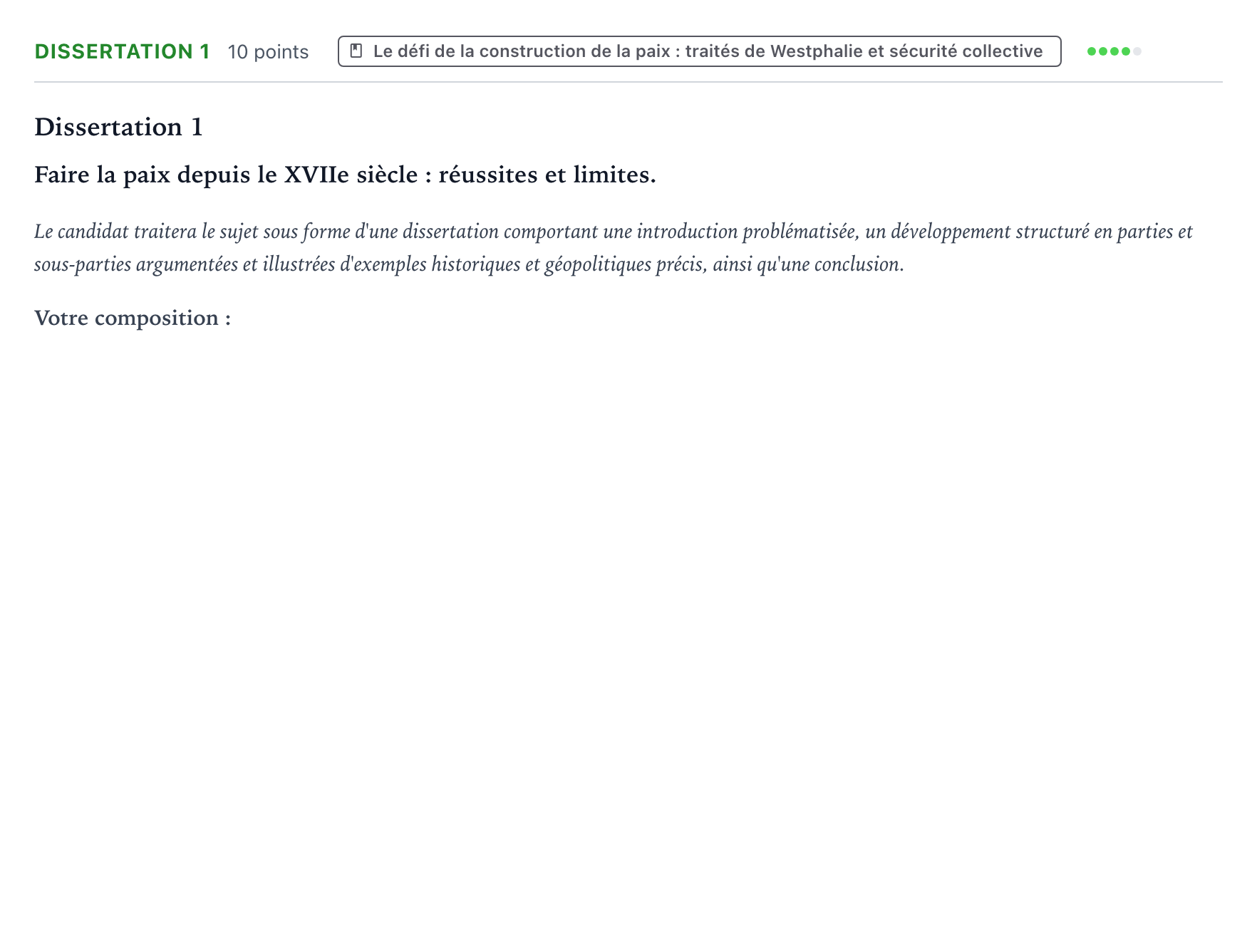 Énoncé: Dissertation 1 · Bac Histoire-Géographie, Géopolitique et Sciences Politiques Centres étrangers (Afrique) 2024 (jour 1)