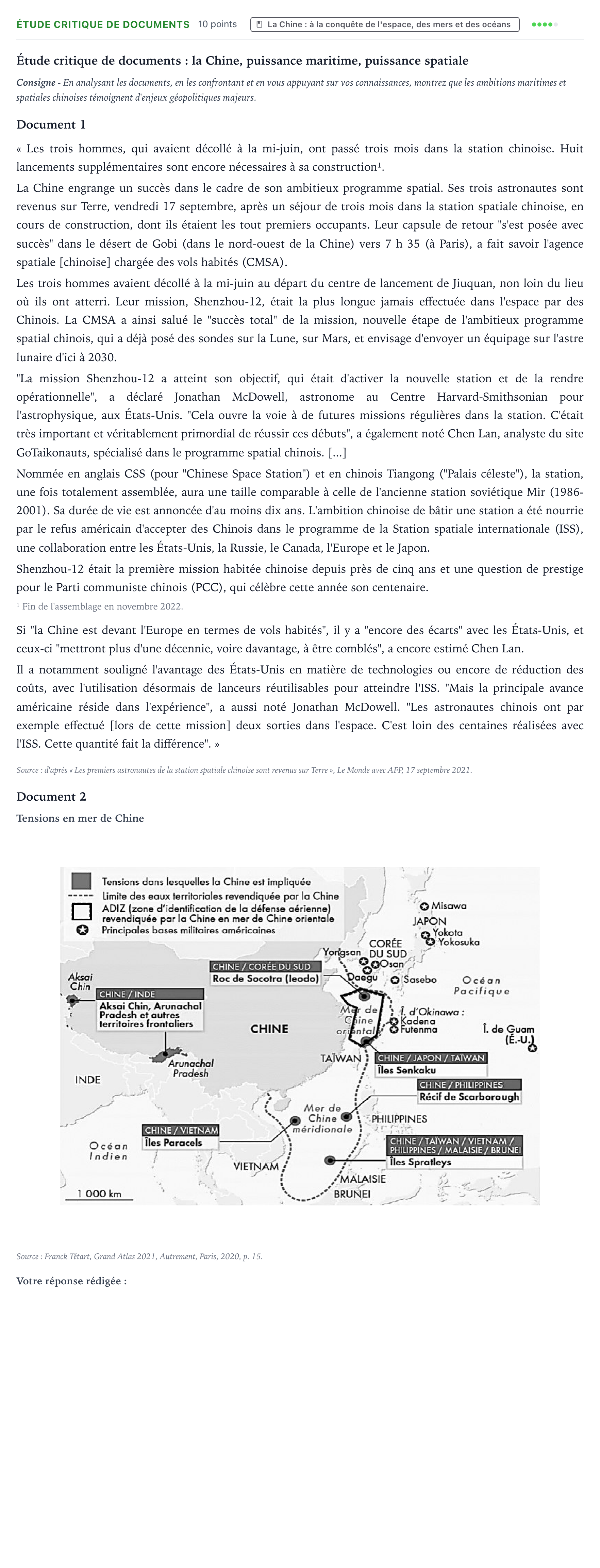 Énoncé: Exercice Étude critique de documents · Bac Histoire-Géographie, Géopolitique et Sciences Politiques Centres étrangers (Afrique) 2024 (jour 1)