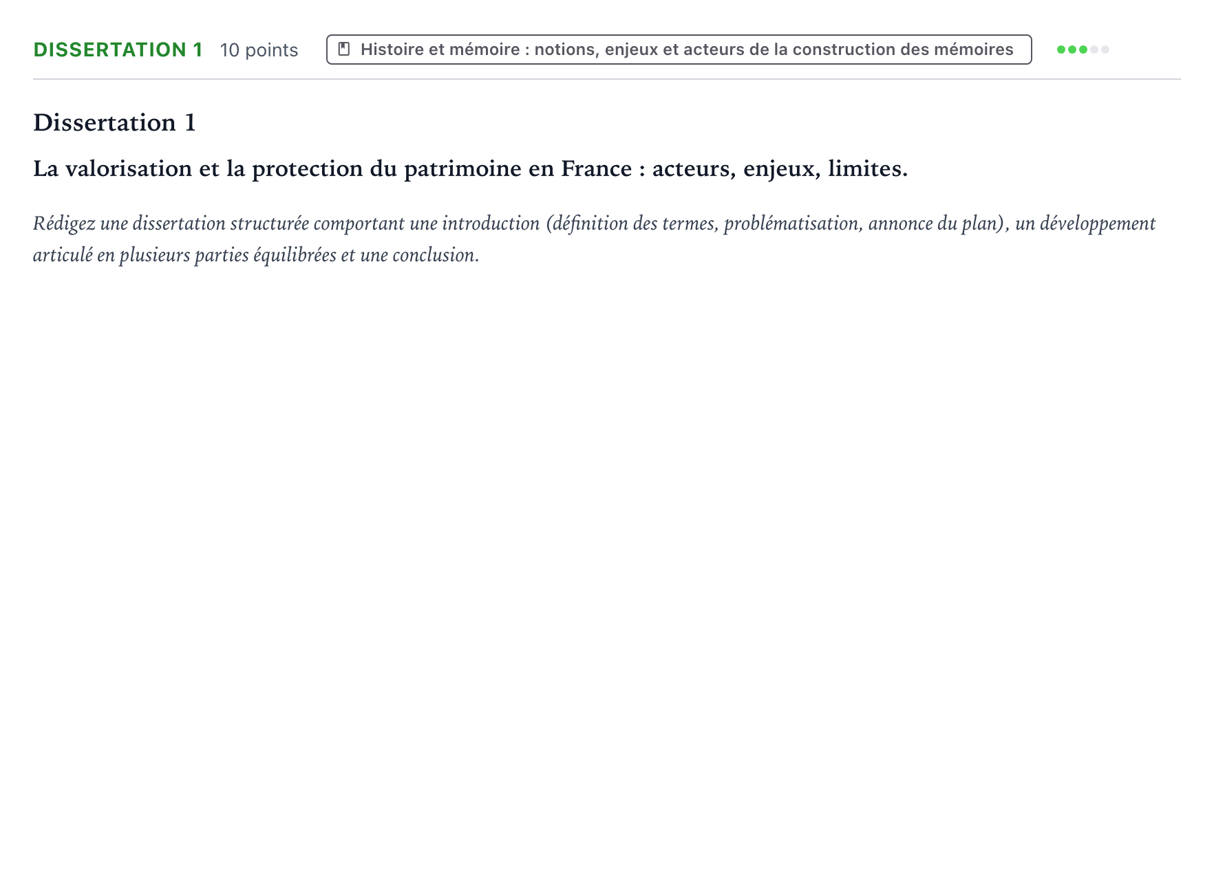 Énoncé: Dissertation 1 · Bac Histoire-Géographie, Géopolitique et Sciences Politiques Centres étrangers (Afrique) 2024 (jour 2)
