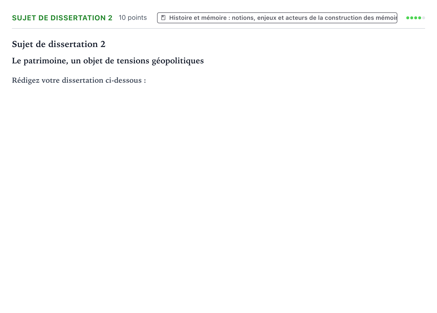 Énoncé: Sujet de dissertation 2 · Bac Histoire-Géographie, Géopolitique et Sciences Politiques Métropole 1 remplacement 2024