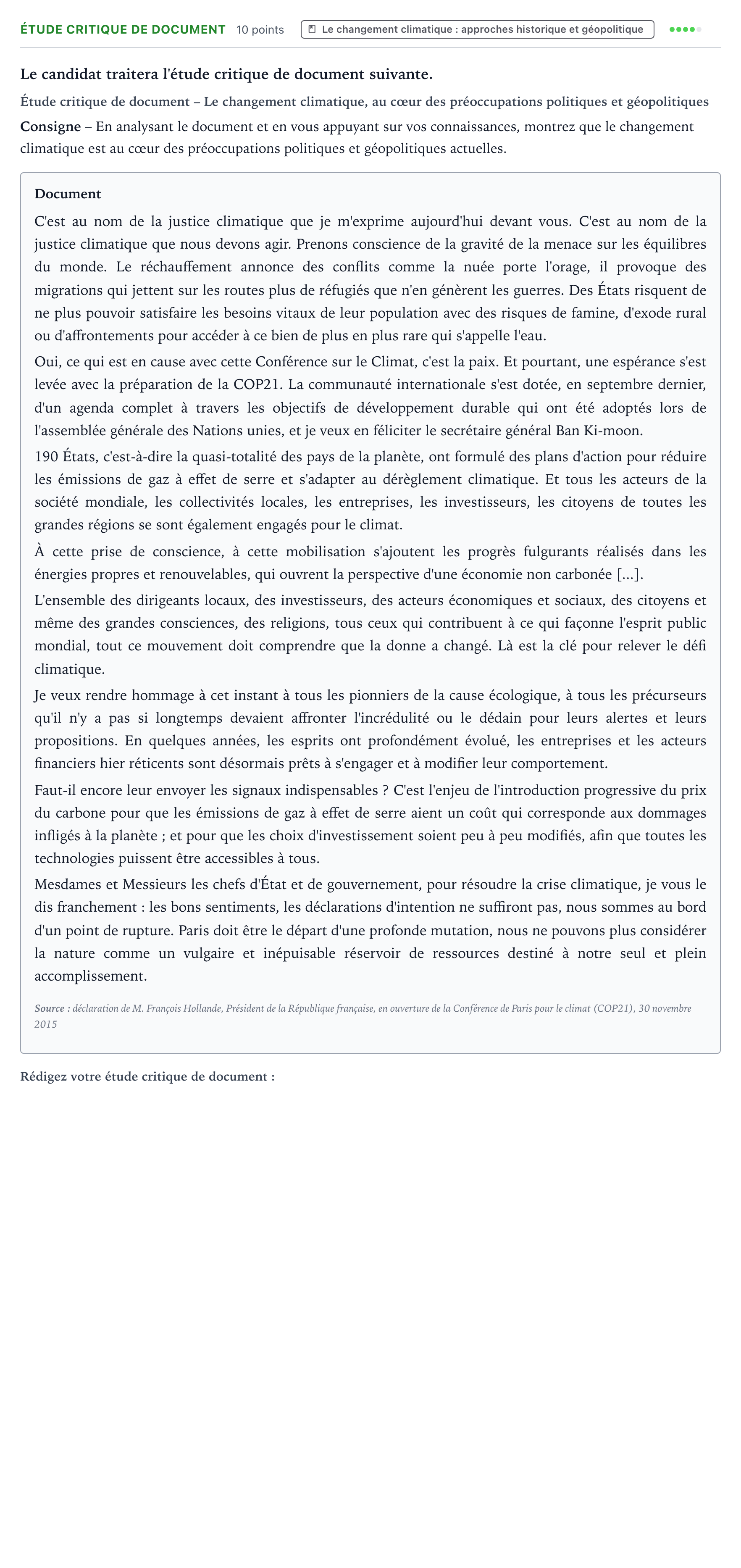 Énoncé: Exercice Étude critique de document · Bac Histoire-Géographie, Géopolitique et Sciences Politiques Métropole 1 remplacement 2024