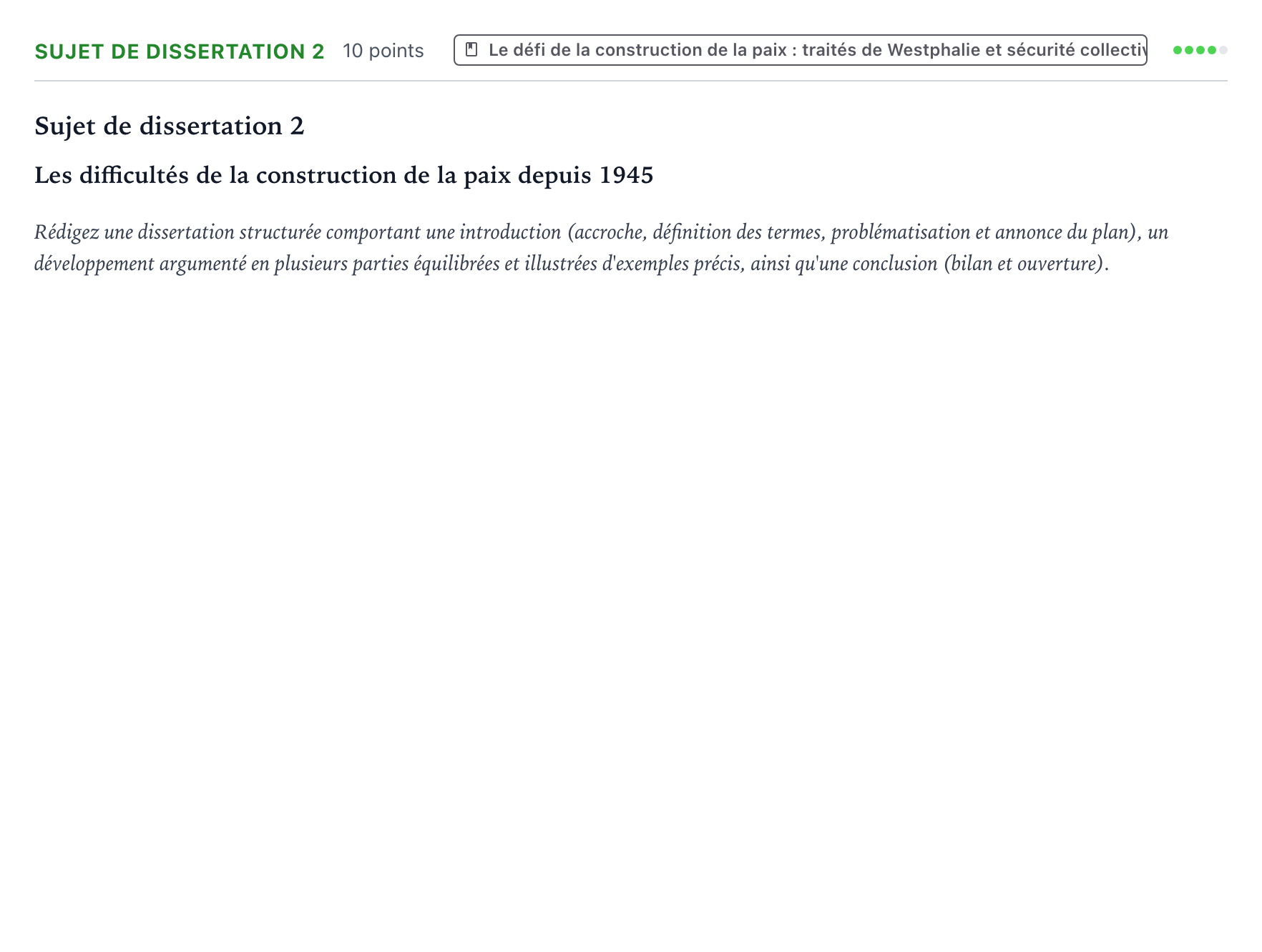 Énoncé: Sujet de dissertation 2 · Bac Histoire-Géographie, Géopolitique et Sciences Politiques Métropole 2 remplacement 2024