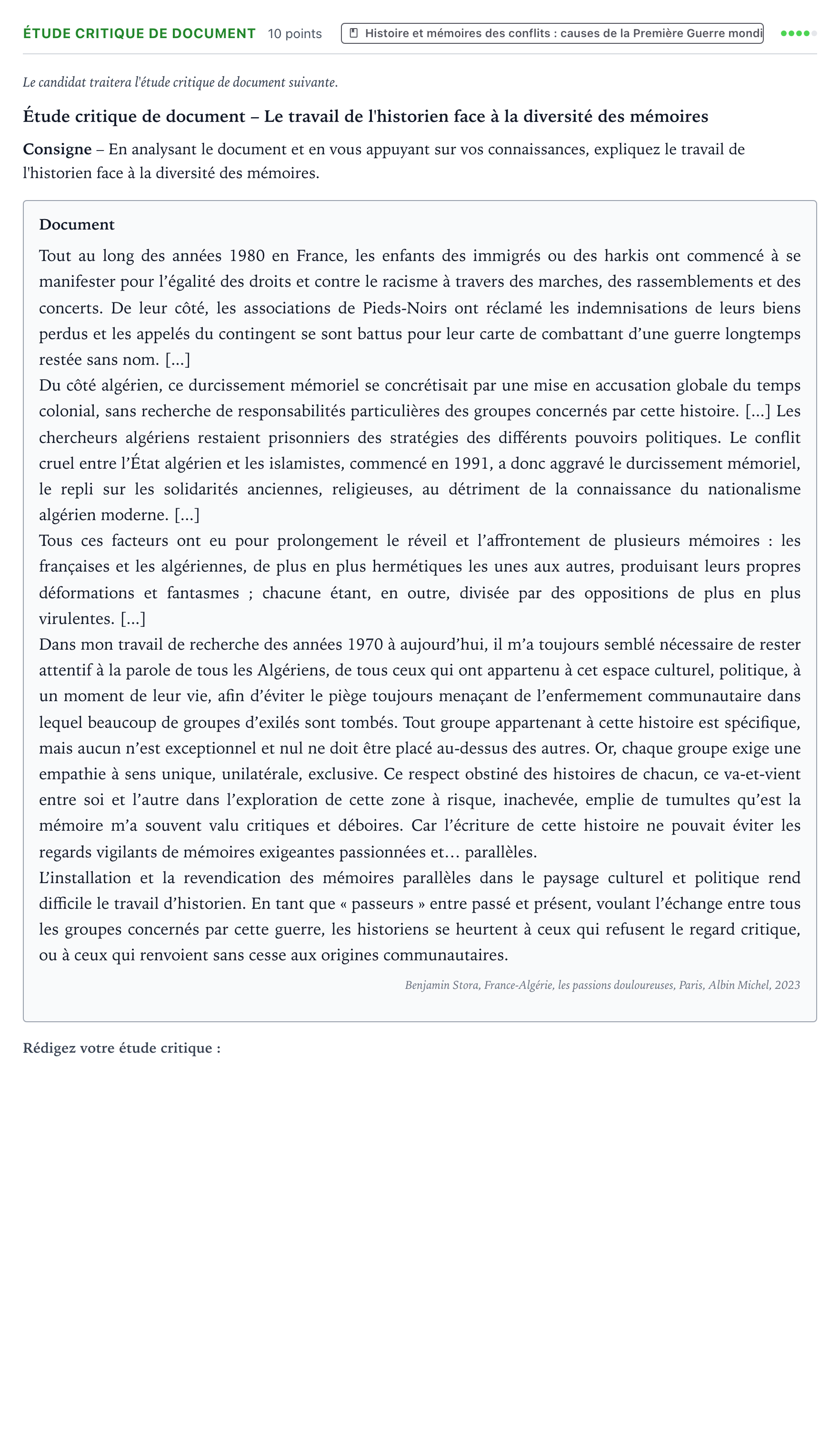 Énoncé: Exercice Étude critique de document · Bac Histoire-Géographie, Géopolitique et Sciences Politiques Métropole 2 remplacement 2024