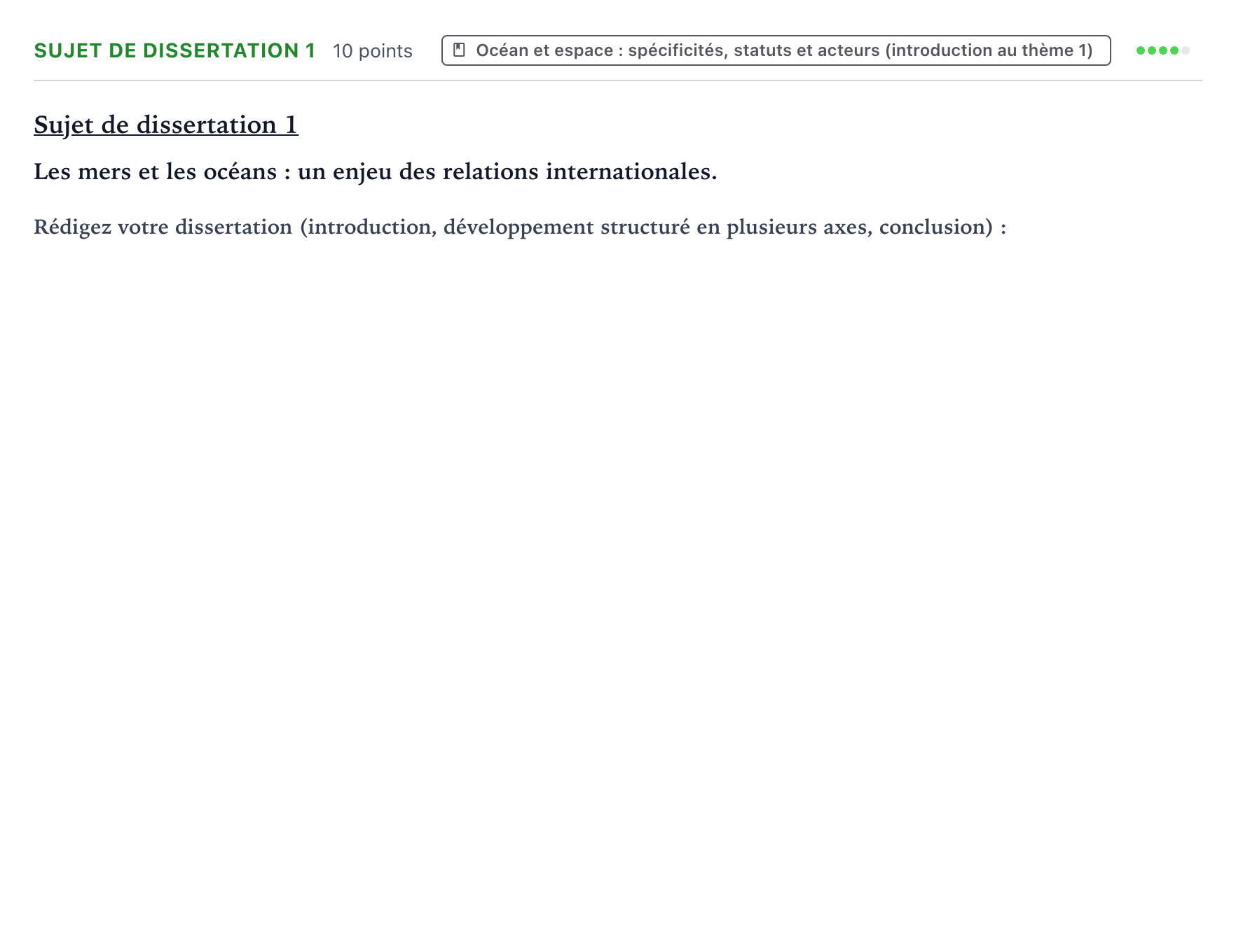 Énoncé: Sujet de dissertation 1 · Bac Histoire-Géographie, Géopolitique et Sciences Politiques Polynésie 2024 (jour 2)
