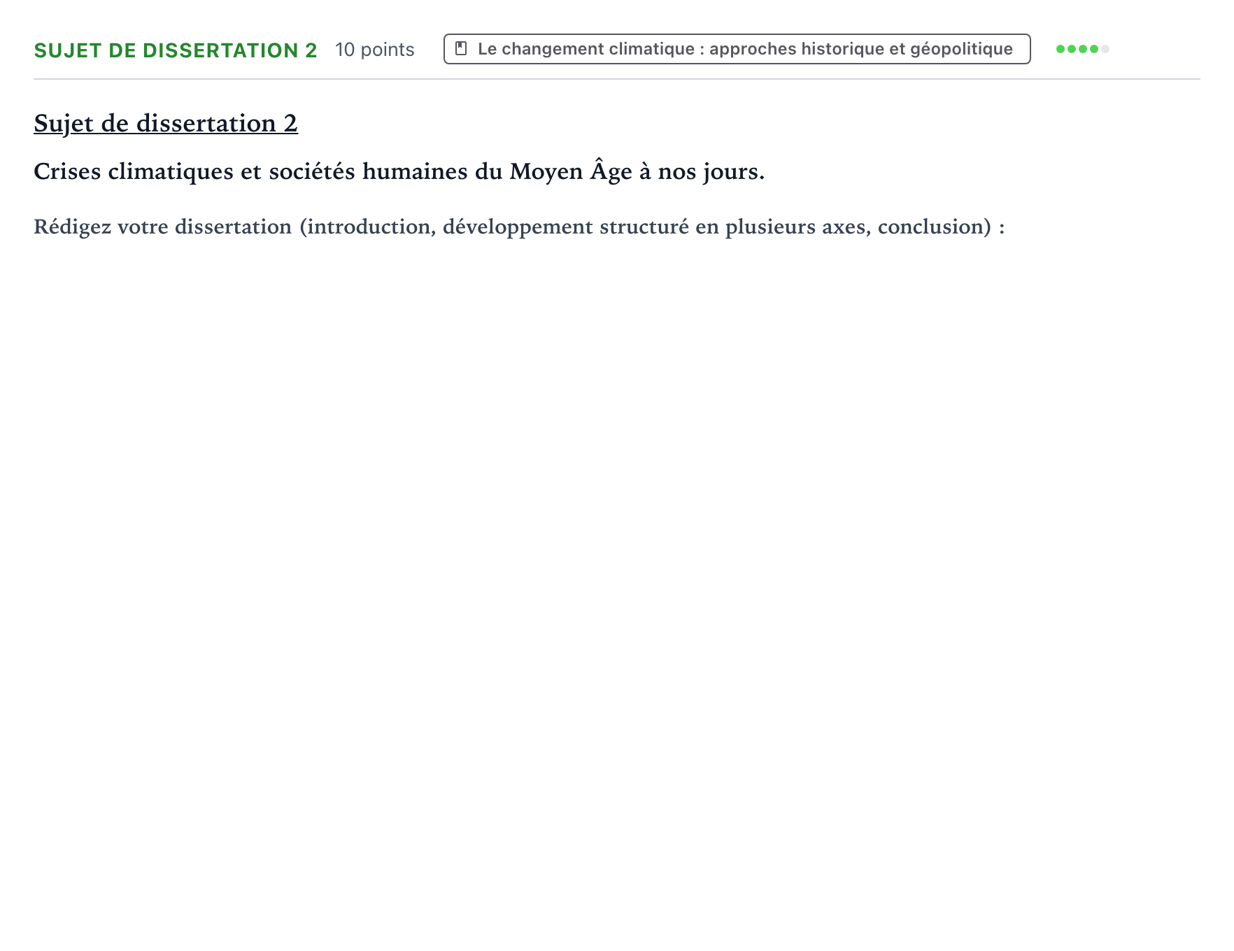 Énoncé: Sujet de dissertation 2 · Bac Histoire-Géographie, Géopolitique et Sciences Politiques Polynésie 2024 (jour 2)