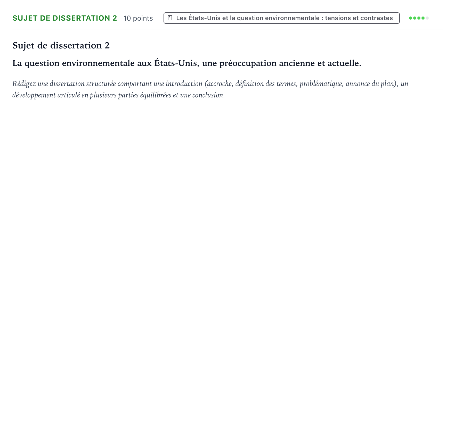 Énoncé: Sujet de dissertation 2 · Bac Histoire-Géographie, Géopolitique et Sciences Politiques Amérique du Nord 2025 (jour 1)