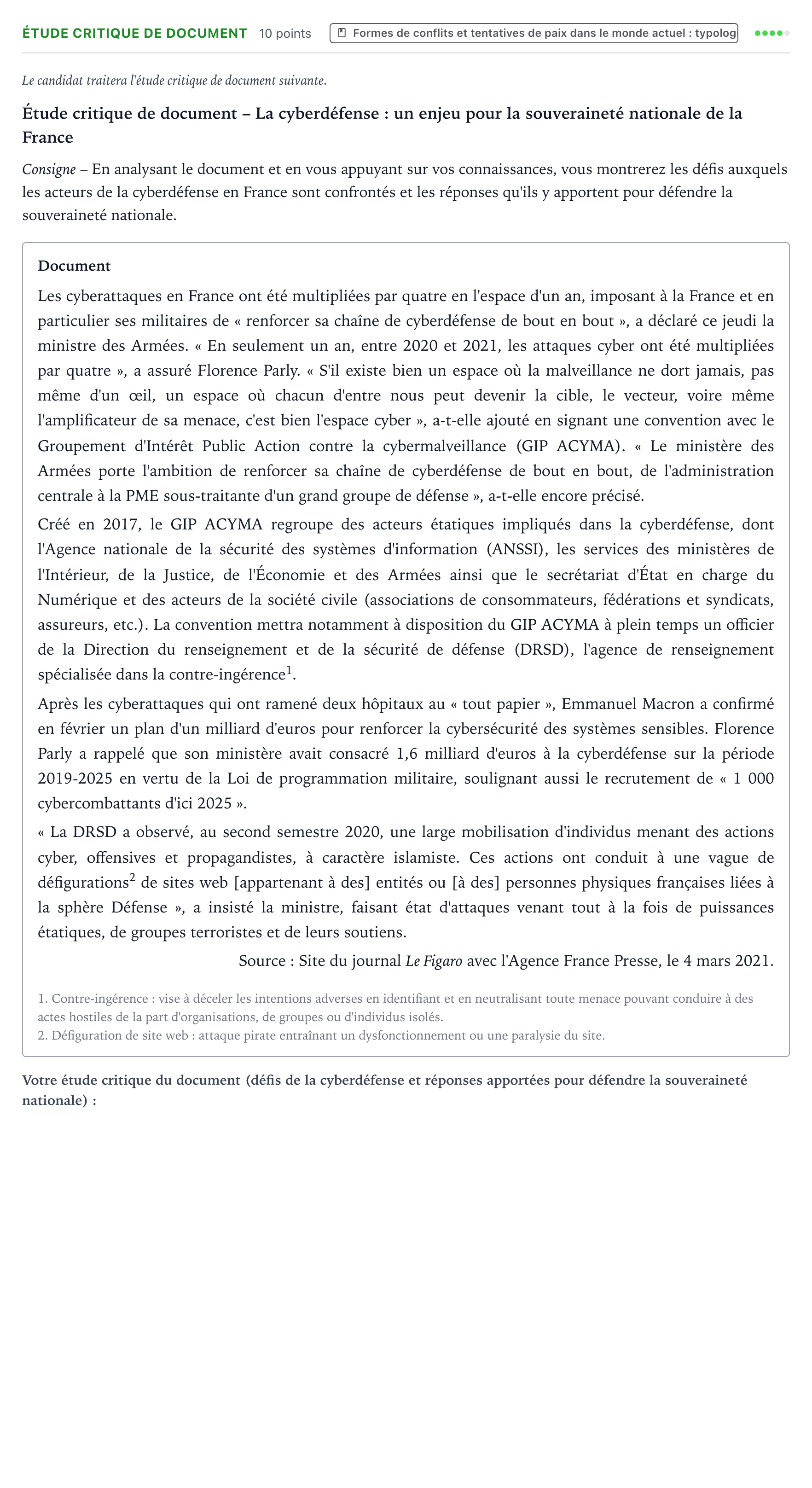 Énoncé: Exercice Étude critique de document · Bac Histoire-Géographie, Géopolitique et Sciences Politiques Amérique du Nord 2025 (jour 2)