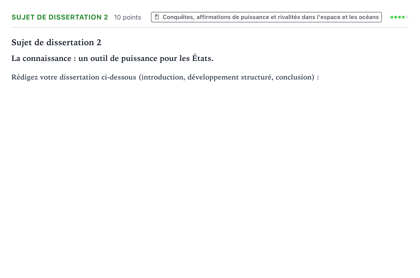 Énoncé: Sujet de dissertation 2 · Bac Histoire-Géographie, Géopolitique et Sciences Politiques Amérique du Sud 2025 (jour 2)