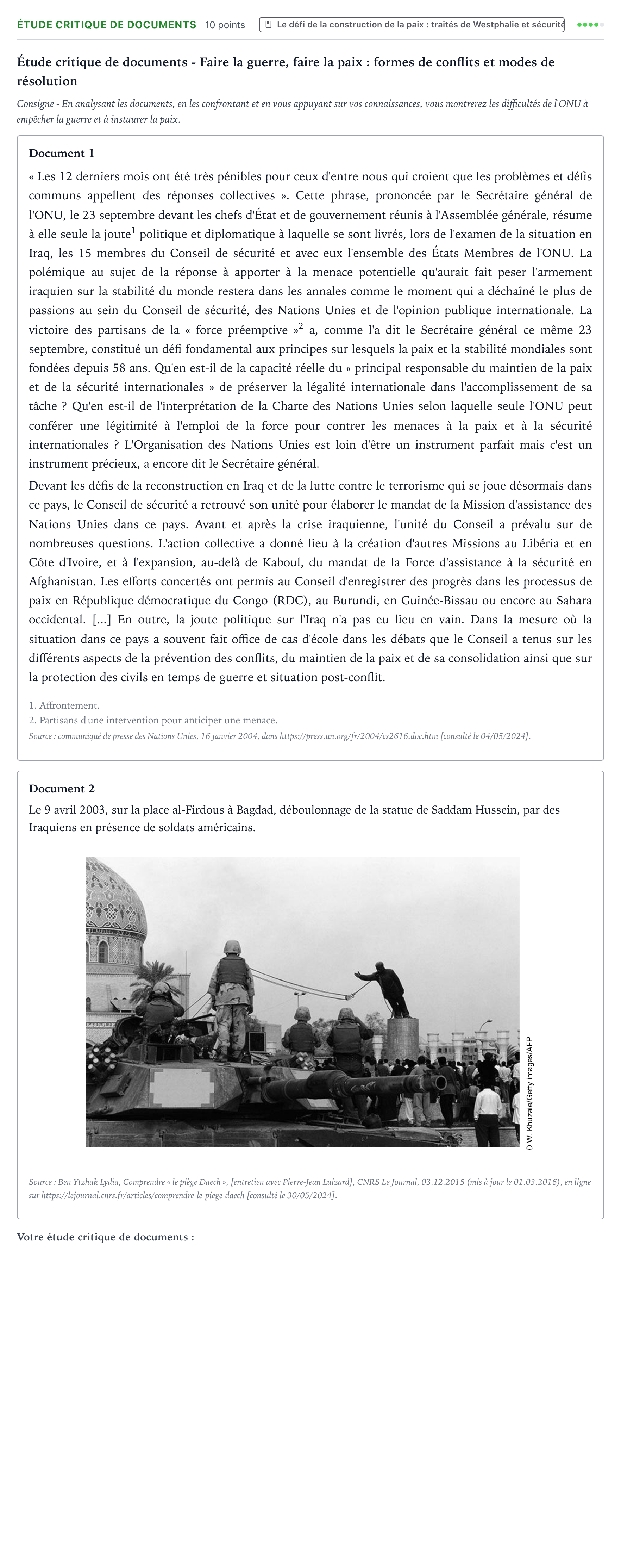 Énoncé: Exercice Étude critique de documents · Bac Histoire-Géographie, Géopolitique et Sciences Politiques Asie 2025 (jour 2)