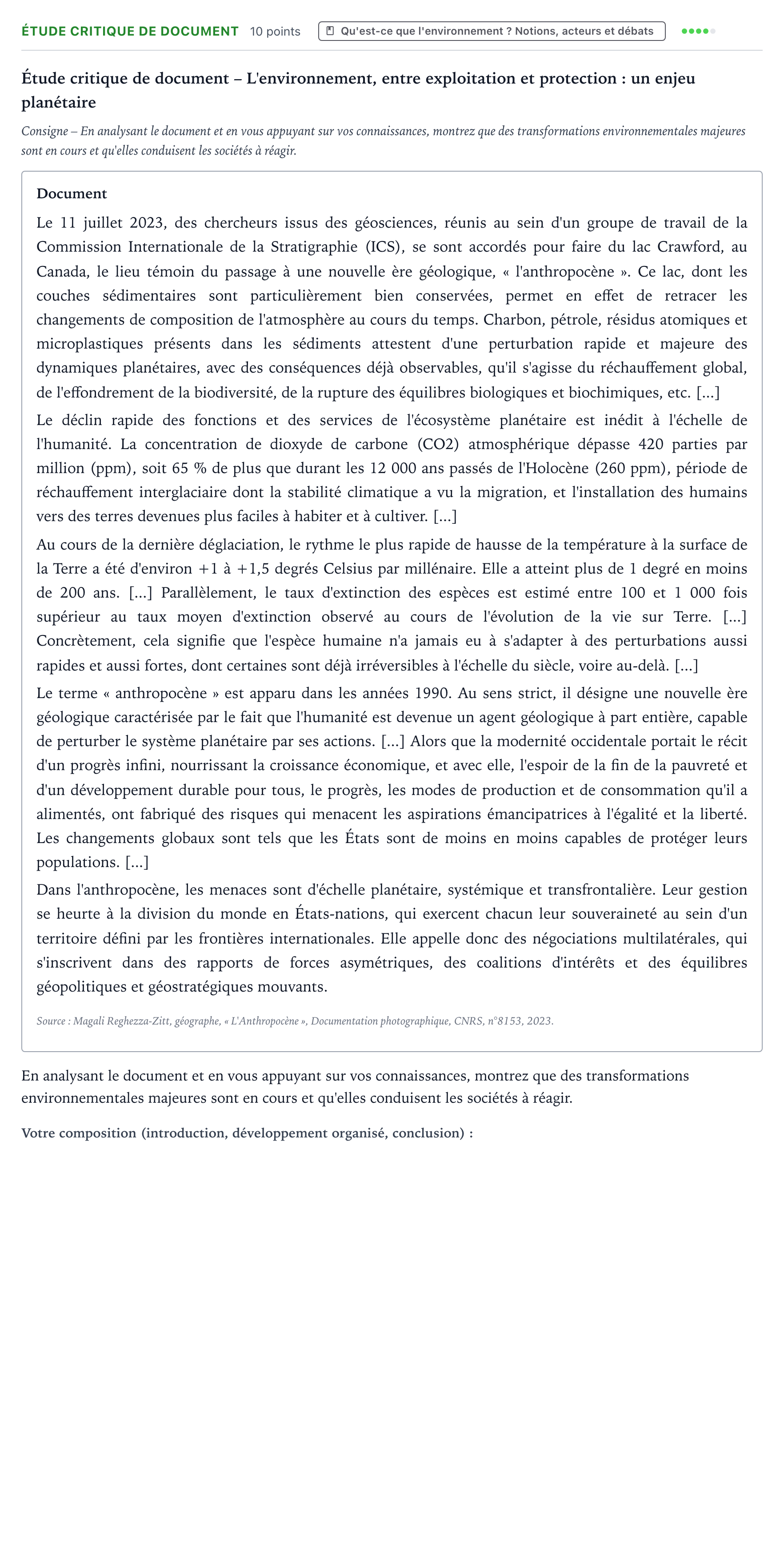 Énoncé: Exercice Étude critique de document · Bac Histoire-Géographie, Géopolitique et Sciences Politiques Centres étrangers (Afrique) 2025 (jour 2)