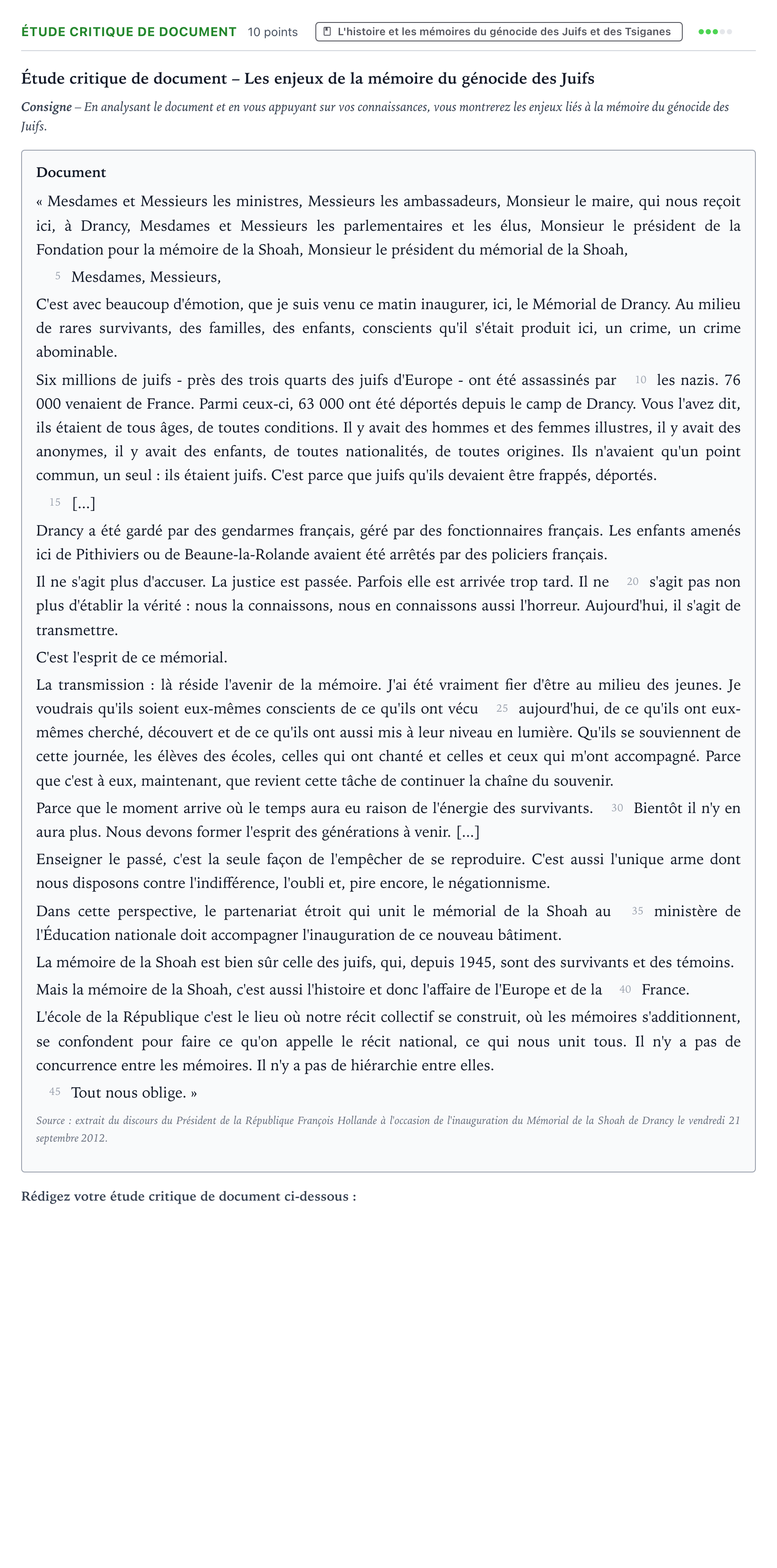 Énoncé: Exercice Étude critique de document · Bac Histoire-Géographie, Géopolitique et Sciences Politiques Métropole 1 remplacement 2025