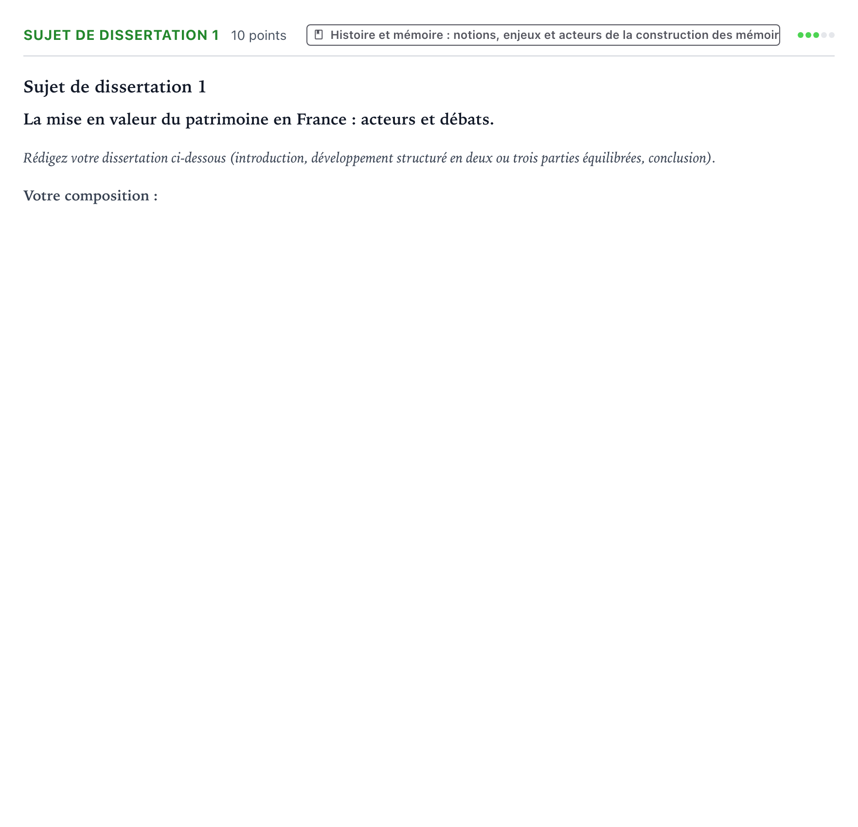 Énoncé: Sujet de dissertation 1 · Bac Histoire-Géographie, Géopolitique et Sciences Politiques Métropole 2 remplacement 2025