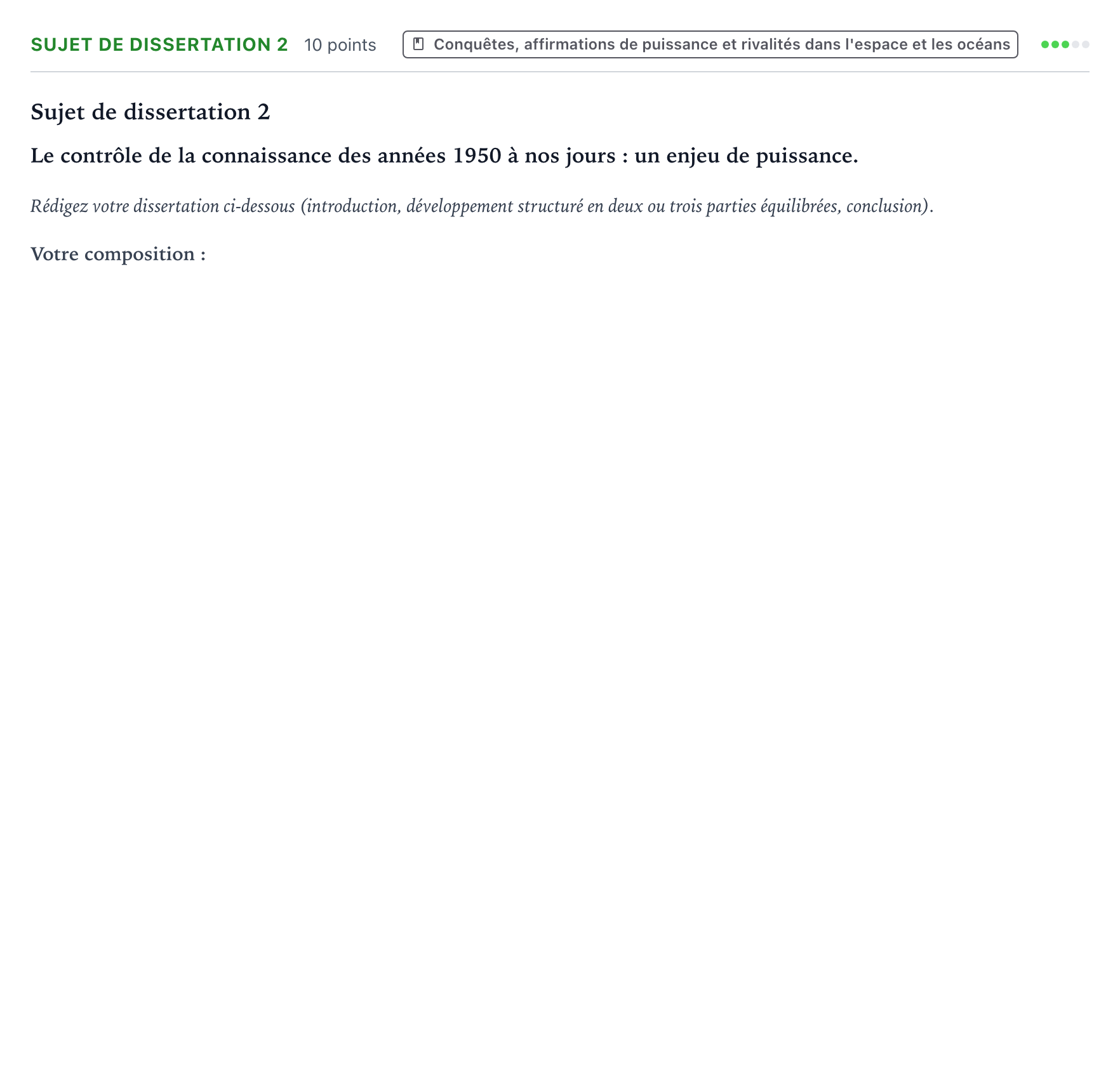 Énoncé: Sujet de dissertation 2 · Bac Histoire-Géographie, Géopolitique et Sciences Politiques Métropole 2 remplacement 2025