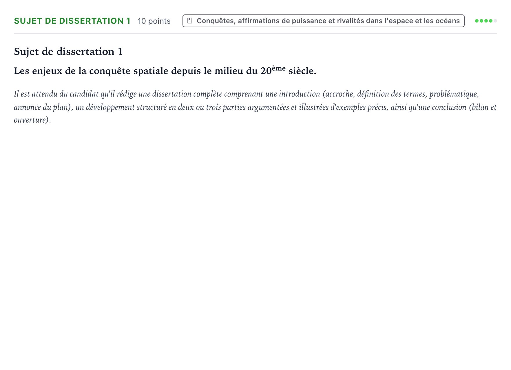 Énoncé: Sujet de dissertation 1 · Bac Histoire-Géographie, Géopolitique et Sciences Politiques Polynésie 2025 (jour 2)