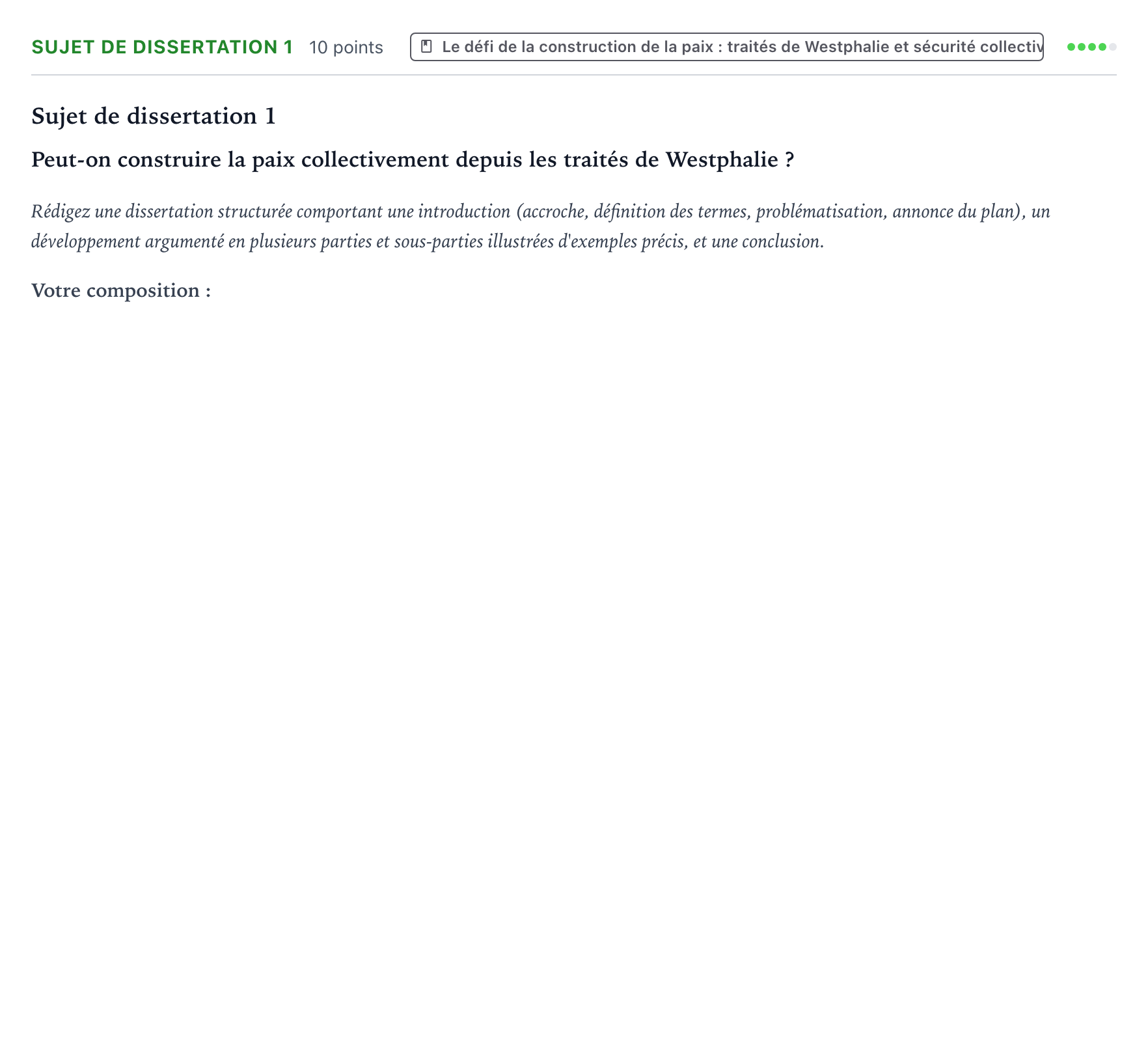 Énoncé: Sujet de dissertation 1 · Bac Histoire-Géographie, Géopolitique et Sciences Politiques Amérique du Nord 2026 (jour 1)