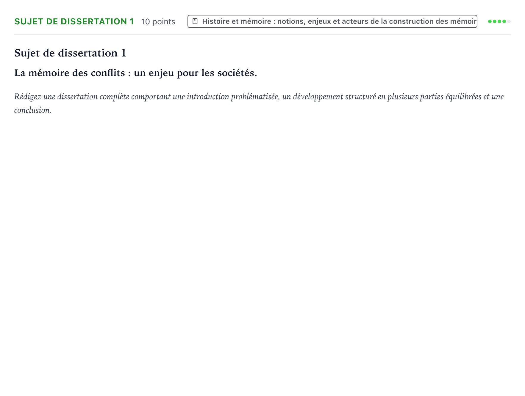 Énoncé: Sujet de dissertation 1 · Bac Histoire-Géographie, Géopolitique et Sciences Politiques Amérique du Nord 2026 (jour 2)