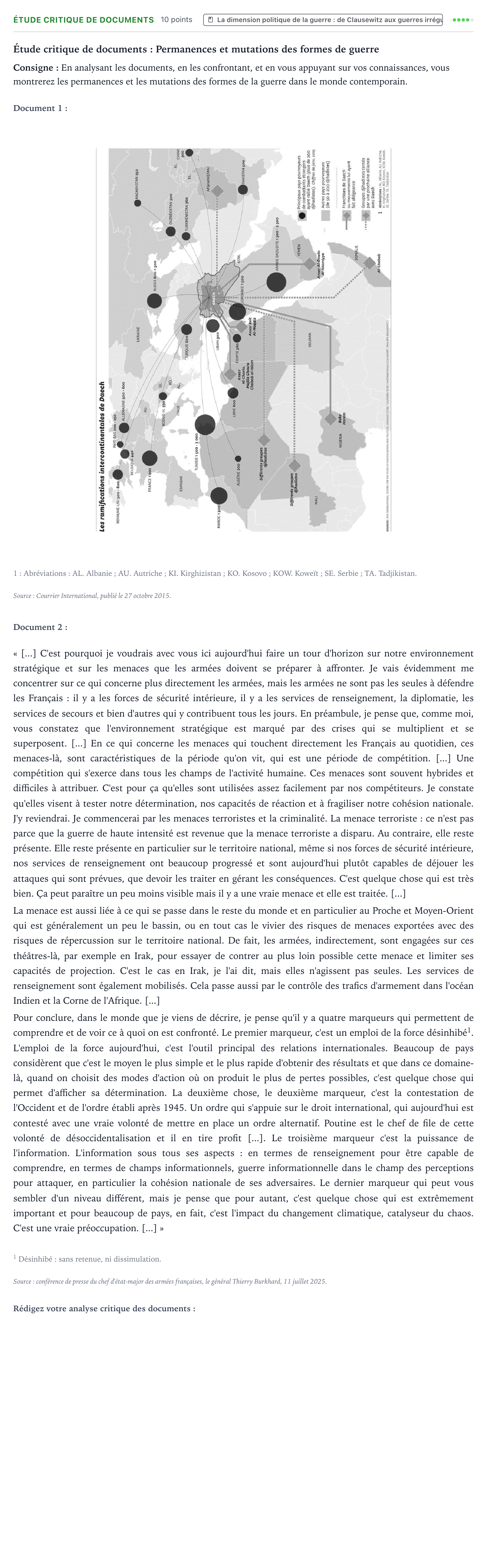 Énoncé: Exercice Étude critique de documents · Bac Histoire-Géographie, Géopolitique et Sciences Politiques Amérique du Nord 2026 (jour 2)