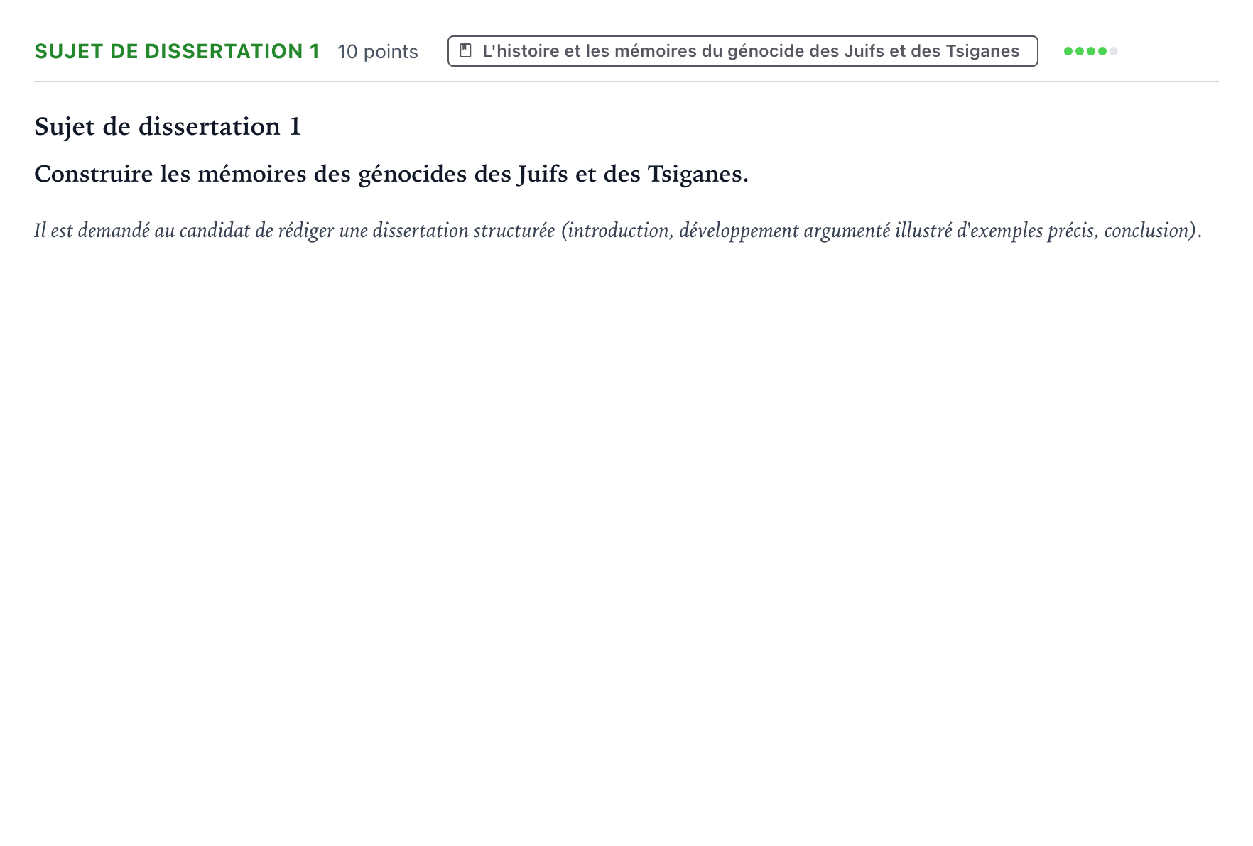 Énoncé: Sujet de dissertation 1 · Bac Histoire-Géographie, Géopolitique et Sciences Politiques Antilles-Guyane 2026 (jour 1)